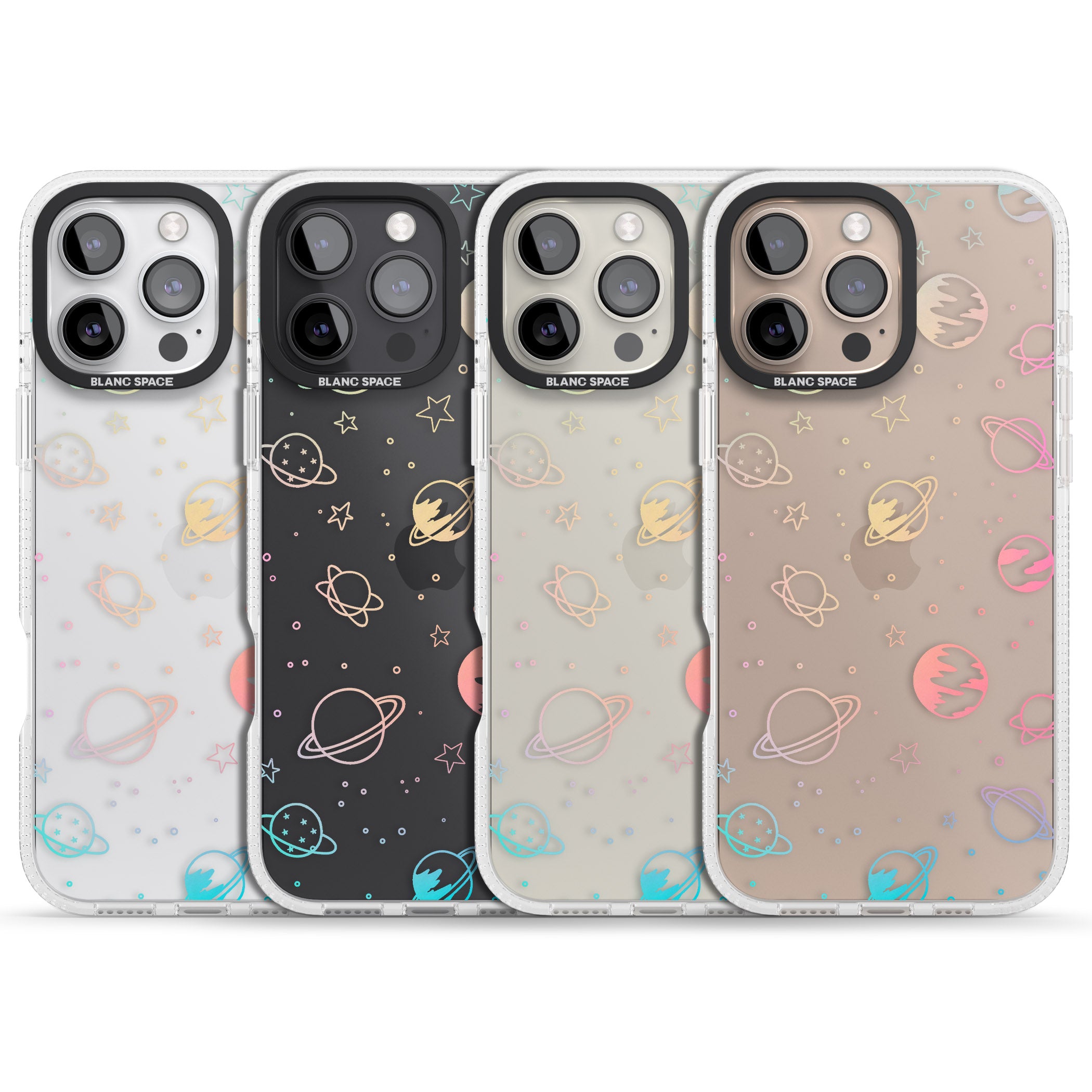 Cosmic Outer Space Design Pastels on Clear iPhone 16 Pro Max / 16 Pro Clear Case Impact Air - Blanc Space