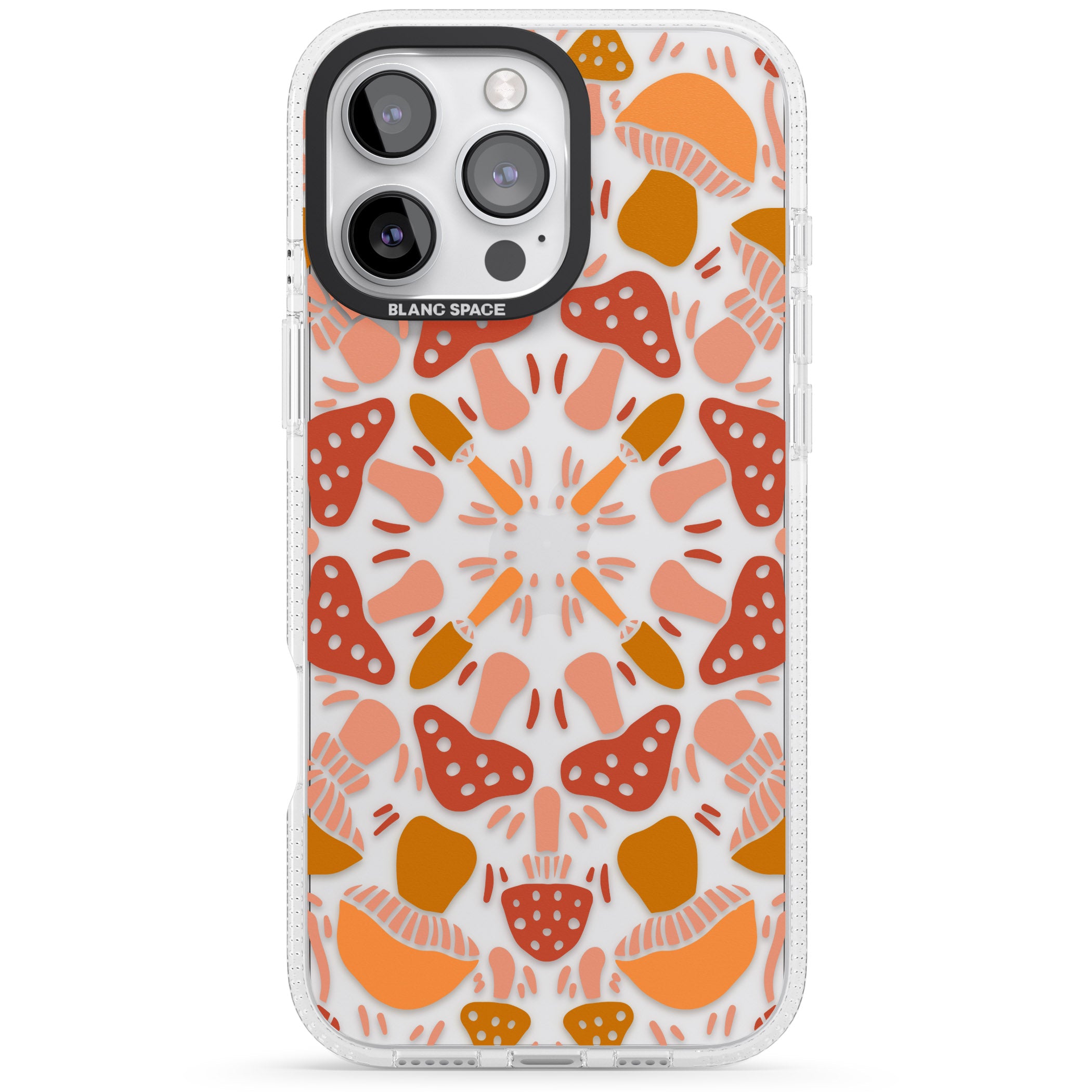 Mushroom Medley iPhone 16 Pro Max / 16 Pro Clear Case Impact Air - Blanc Space