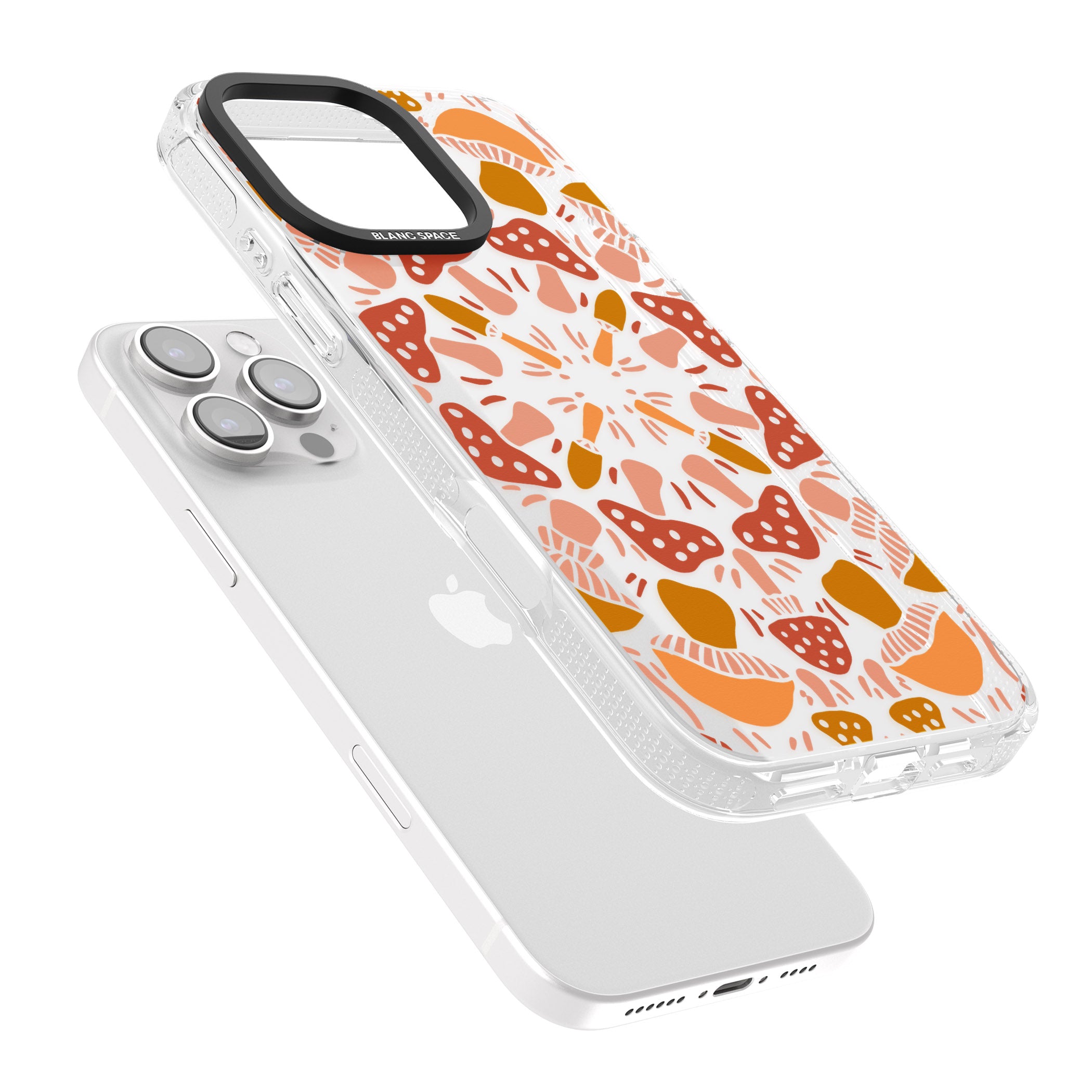 Mushroom Medley iPhone 16 Pro Max / 16 Pro Clear Case Impact Air - Blanc Space