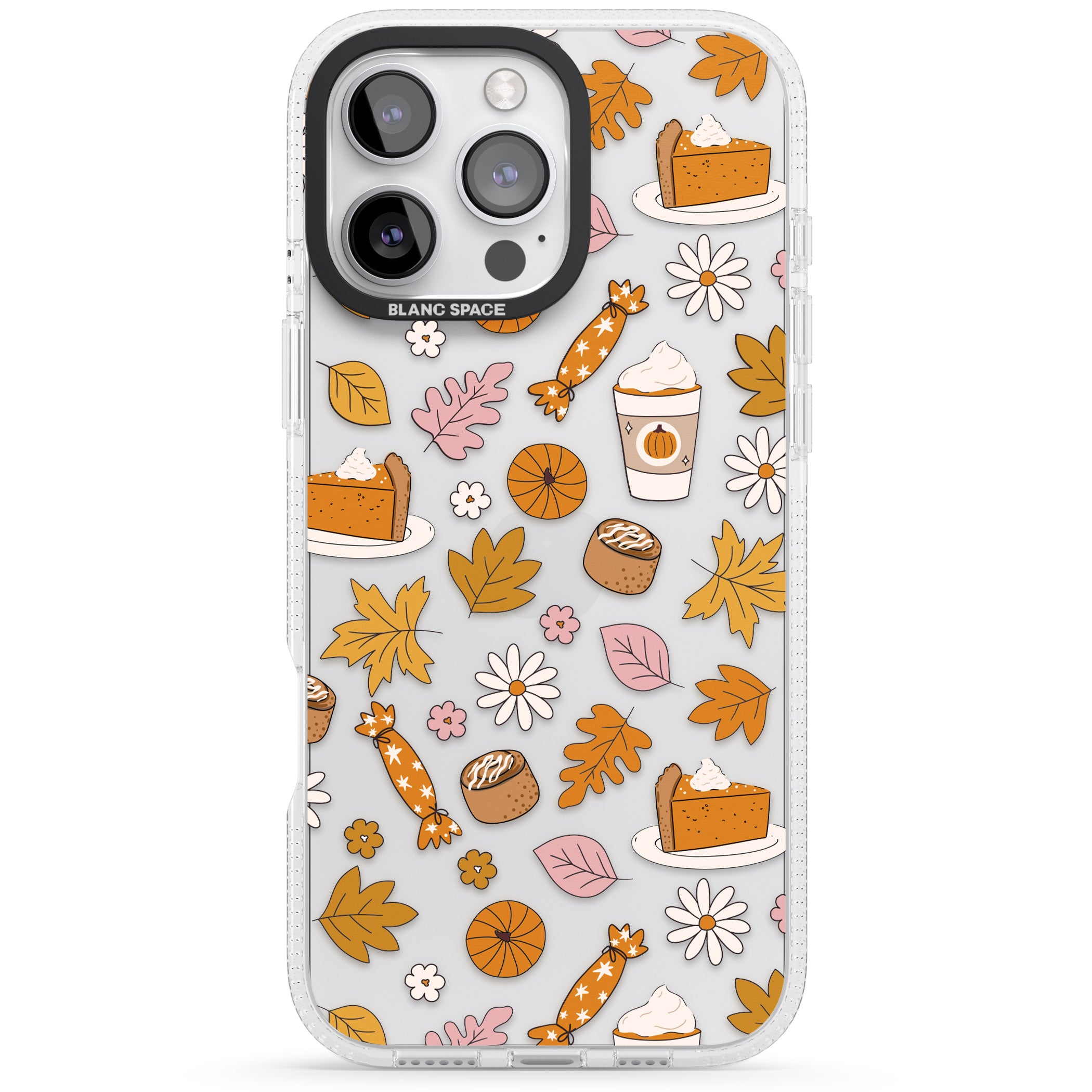Pumpkin Spice iPhone 16 Pro Max / 16 Pro Clear Case Impact Air - Blanc Space