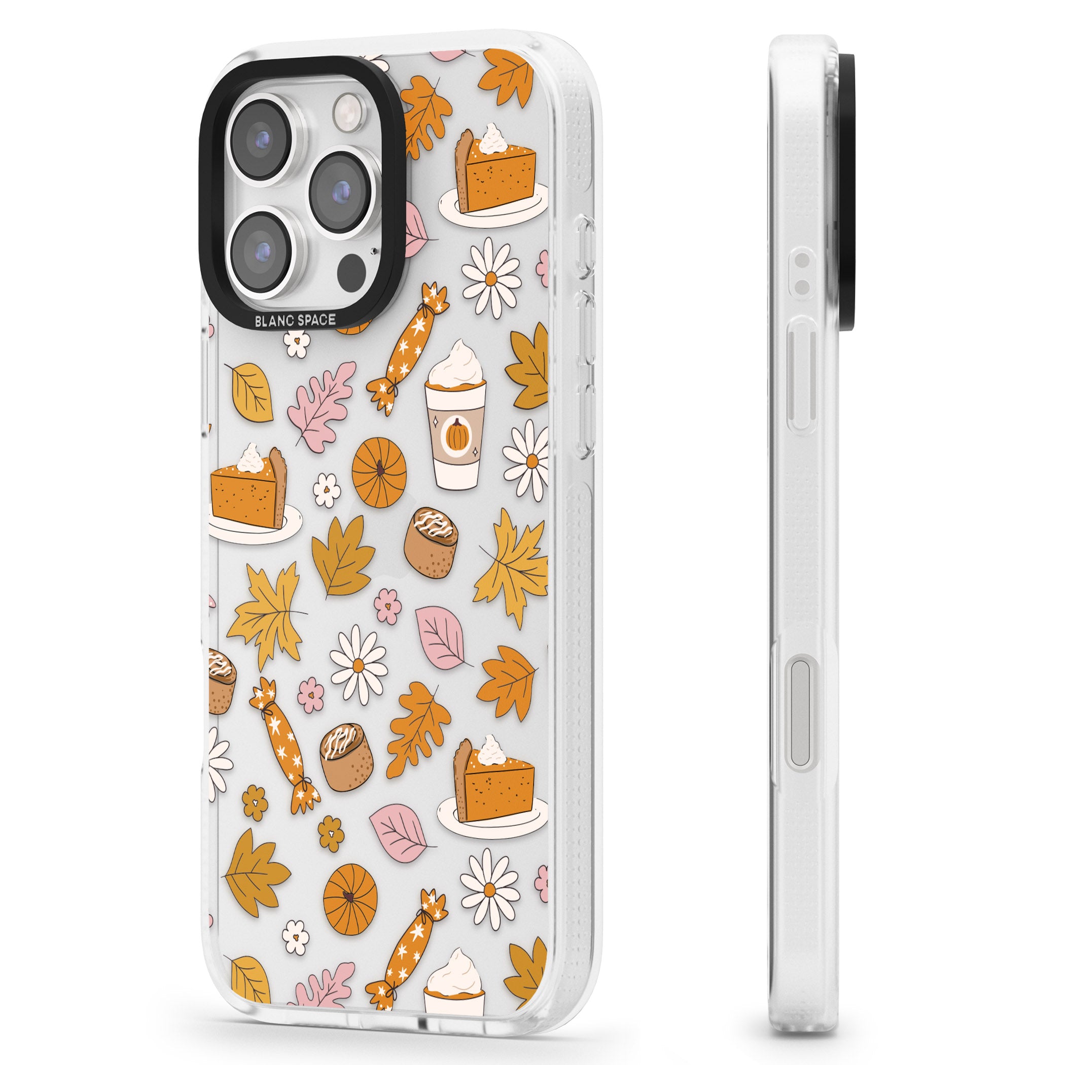 Pumpkin Spice iPhone 16 Pro Max / 16 Pro Clear Case Impact Air - Blanc Space