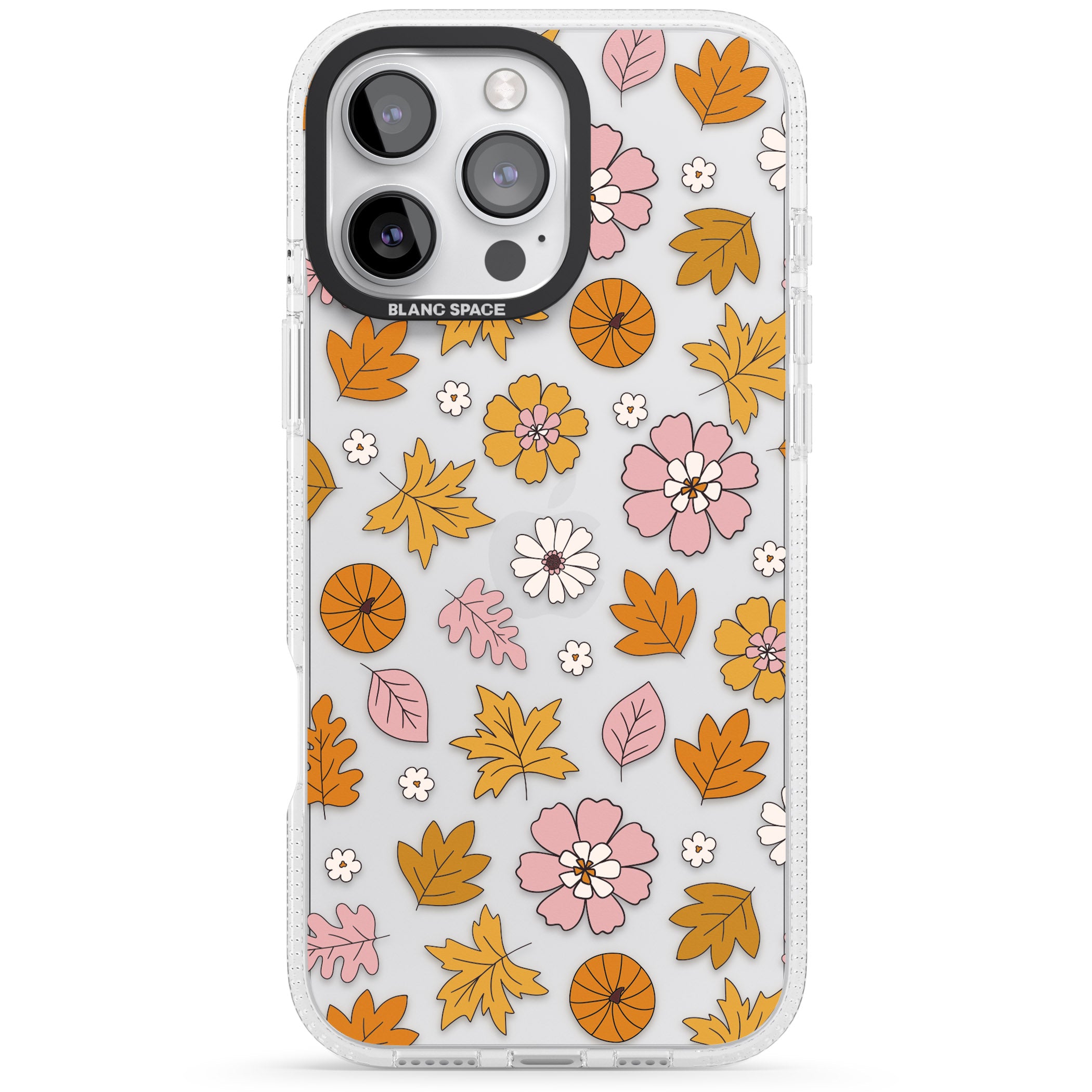 Autumn Leaves and Flowers iPhone 16 Pro Max / 16 Pro Clear Case Impact Air - Blanc Space