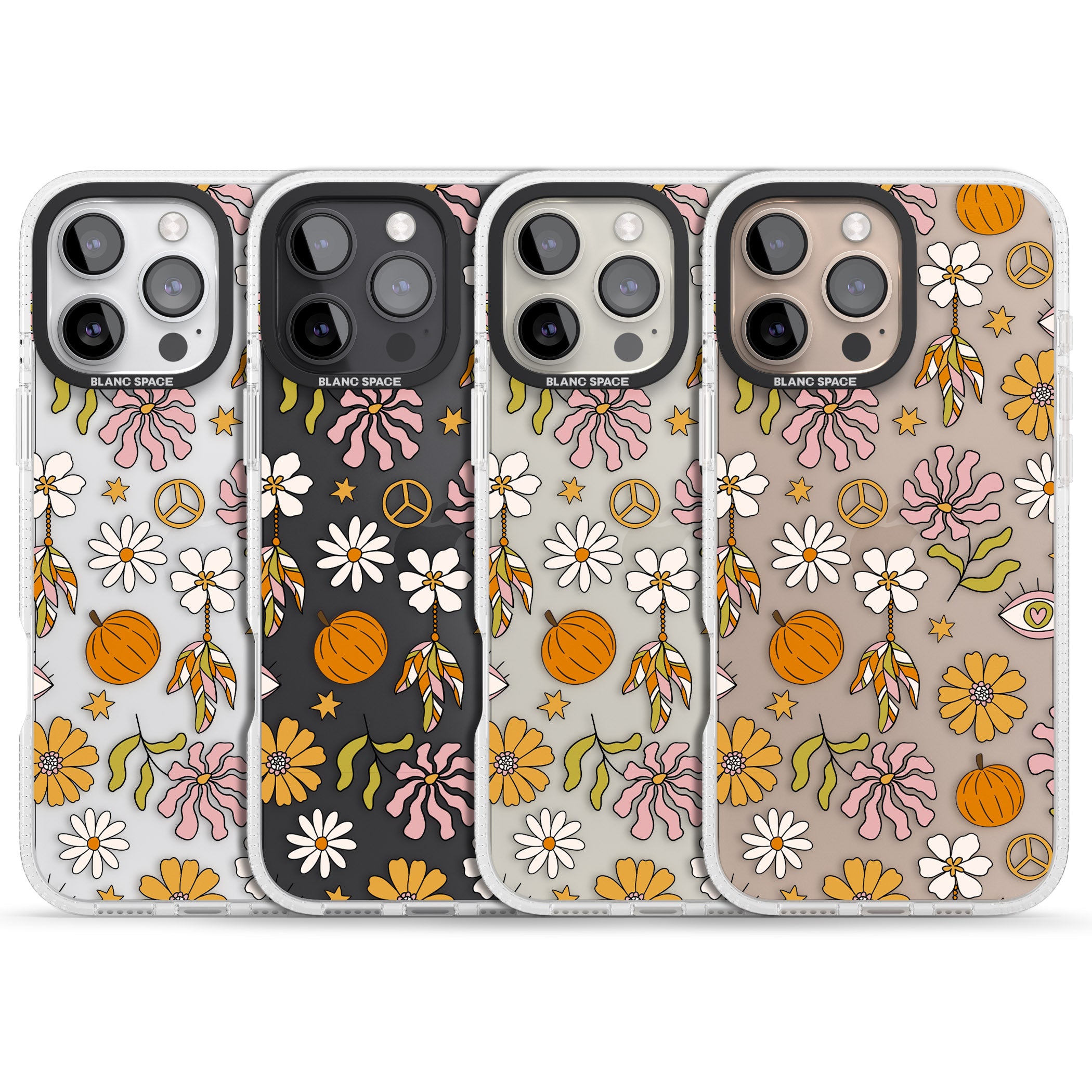 Retro Boho Fall Floral iPhone 16 Pro Max / 16 Pro Clear Case Impact Air - Blanc Space