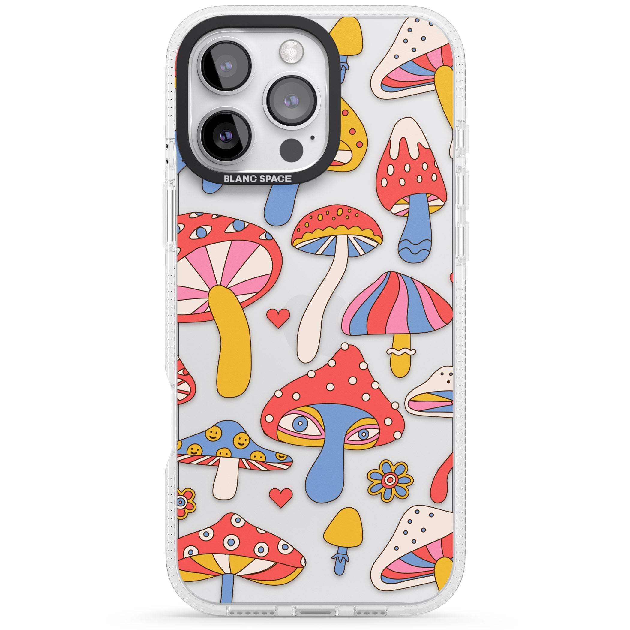 Vibrant Shrooms iPhone 16 Pro Max / 16 Pro Clear Case Impact Air - Blanc Space