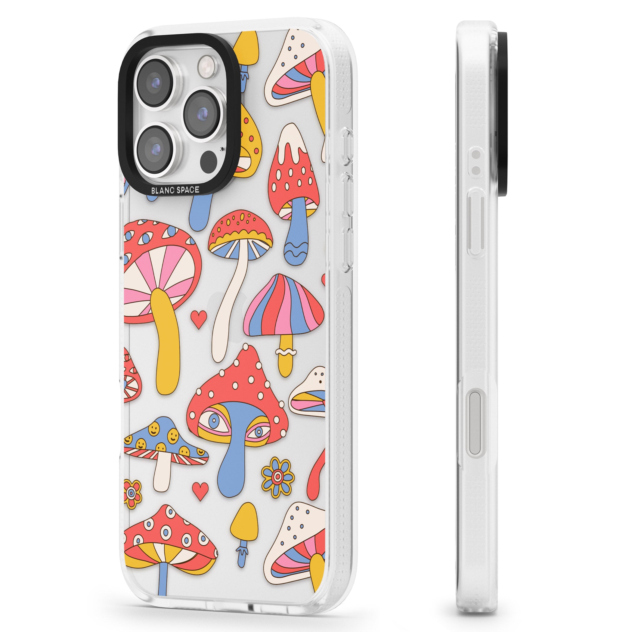 Vibrant Shrooms iPhone 16 Pro Max / 16 Pro Clear Case Impact Air - Blanc Space
