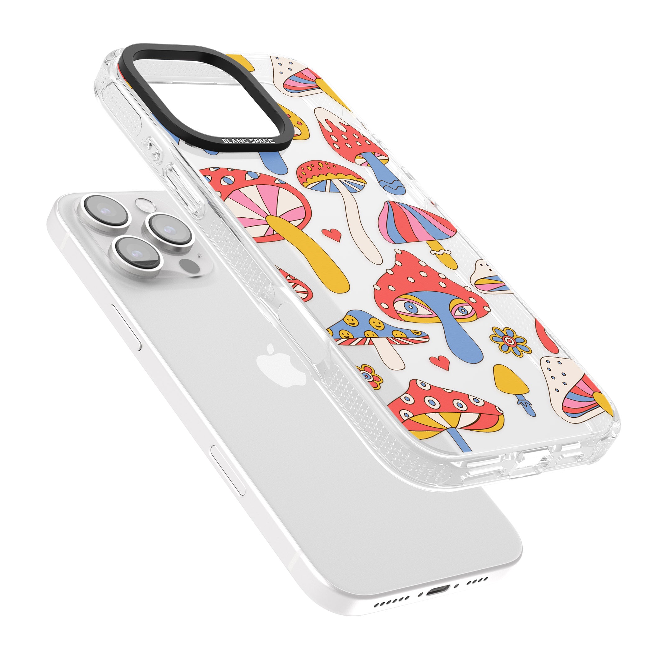 Vibrant Shrooms iPhone 16 Pro Max / 16 Pro Clear Case Impact Air - Blanc Space