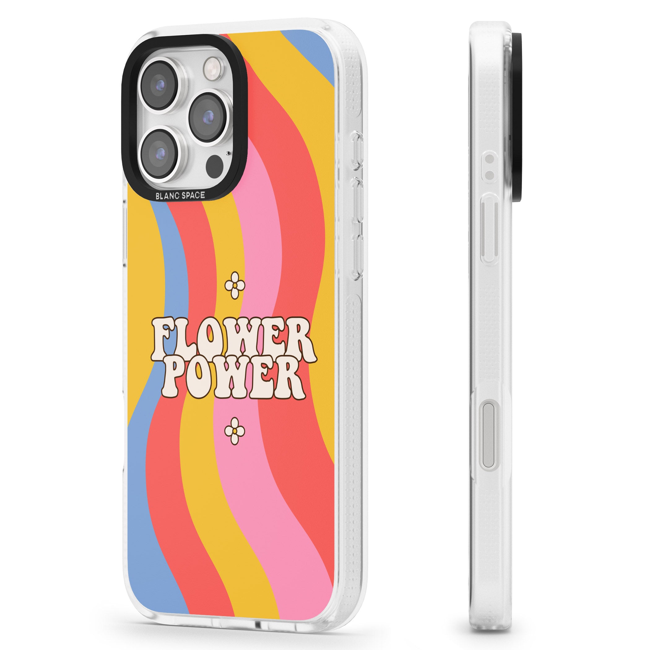 Melting Flower Power iPhone 16 Pro Max / 16 Pro Clear Case Impact Air - Blanc Space