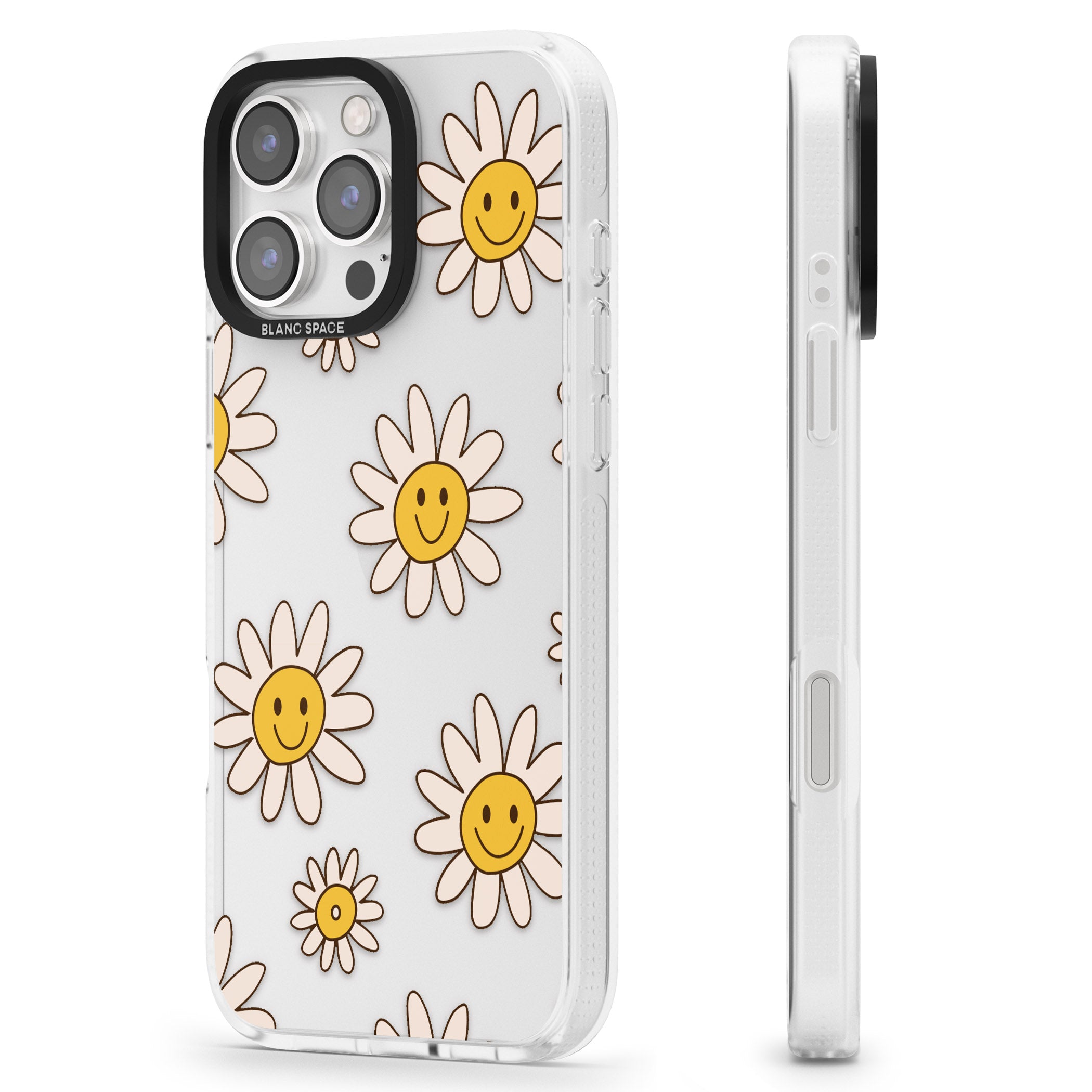 Daisy Faces iPhone 16 Pro Max / 16 Pro Clear Case Impact Air - Blanc Space