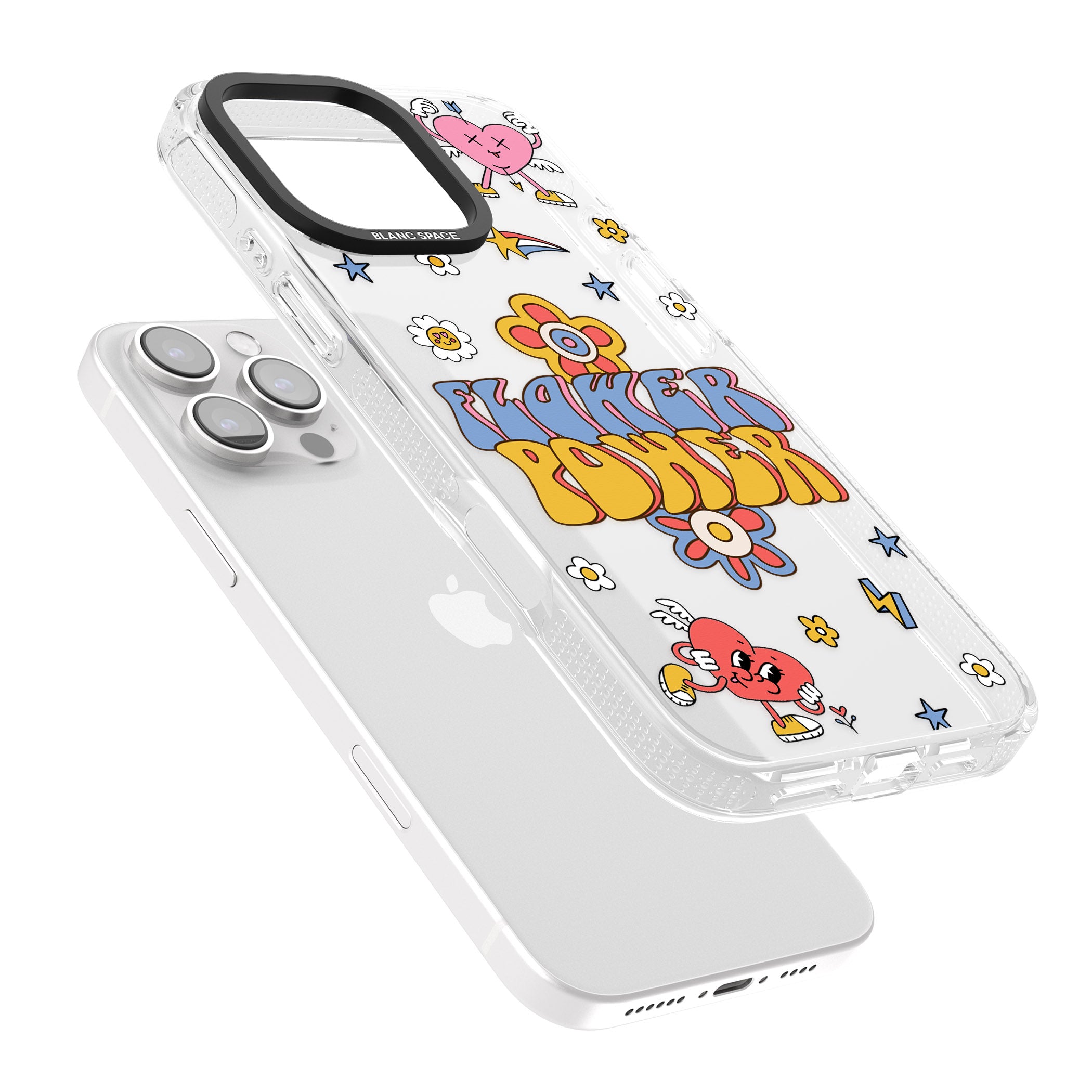 Flower Power iPhone 16 Pro Max / 16 Pro Clear Case Impact Air - Blanc Space