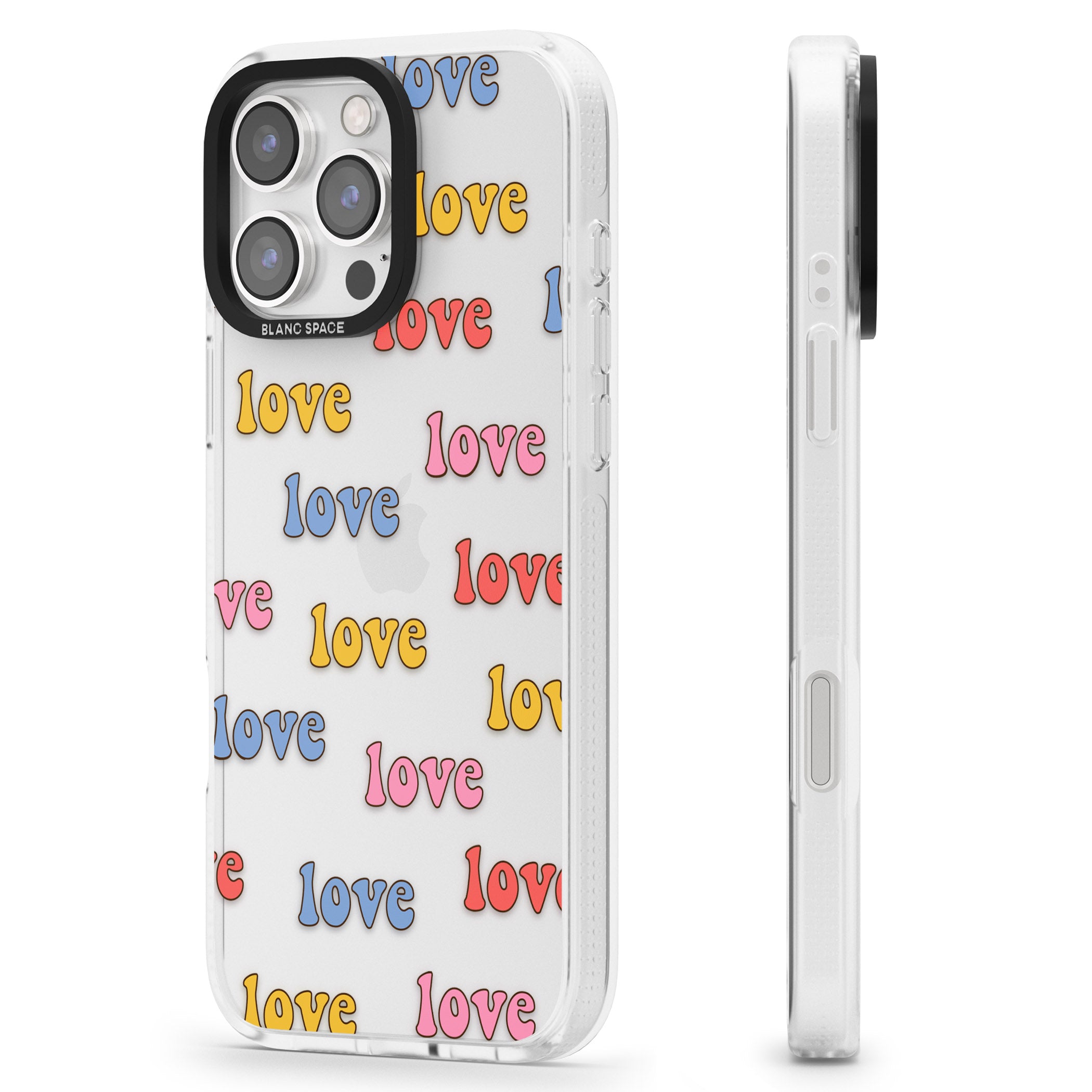 Love Pattern iPhone 16 Pro Max / 16 Pro Clear Case Impact Air - Blanc Space