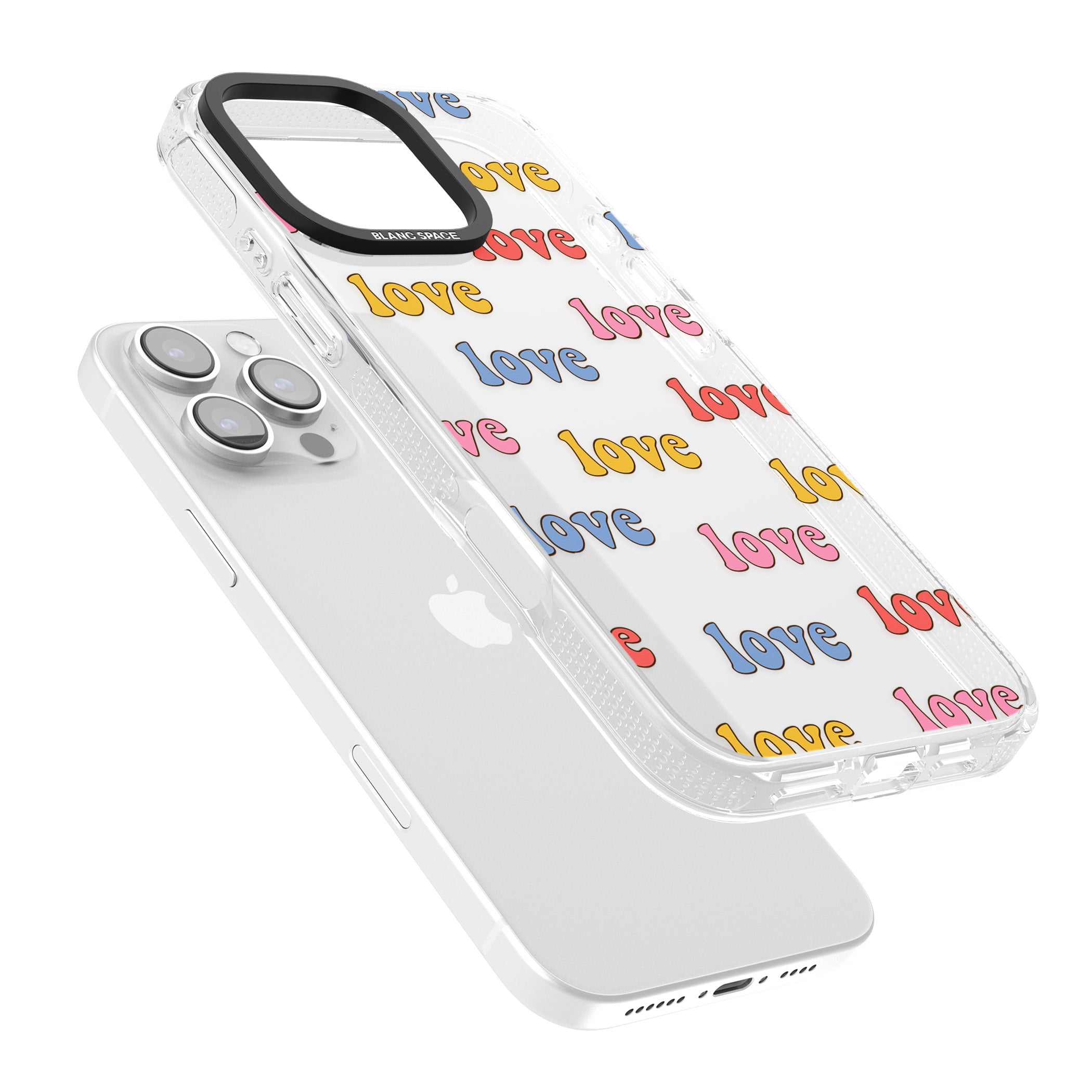 Love Pattern iPhone 16 Pro Max / 16 Pro Clear Case Impact Air - Blanc Space