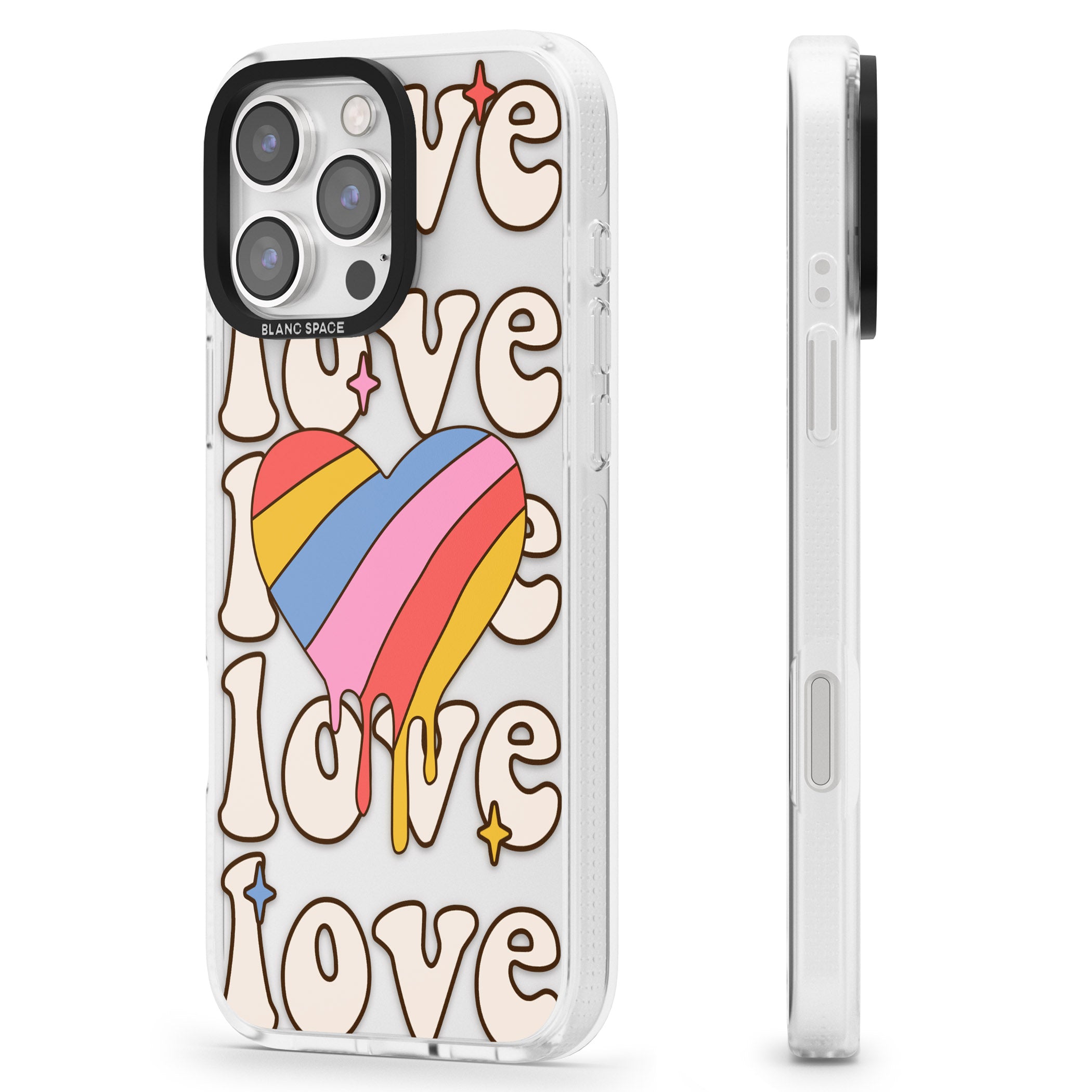 Groovy Love iPhone 16 Pro Max / 16 Pro Clear Case Impact Air - Blanc Space