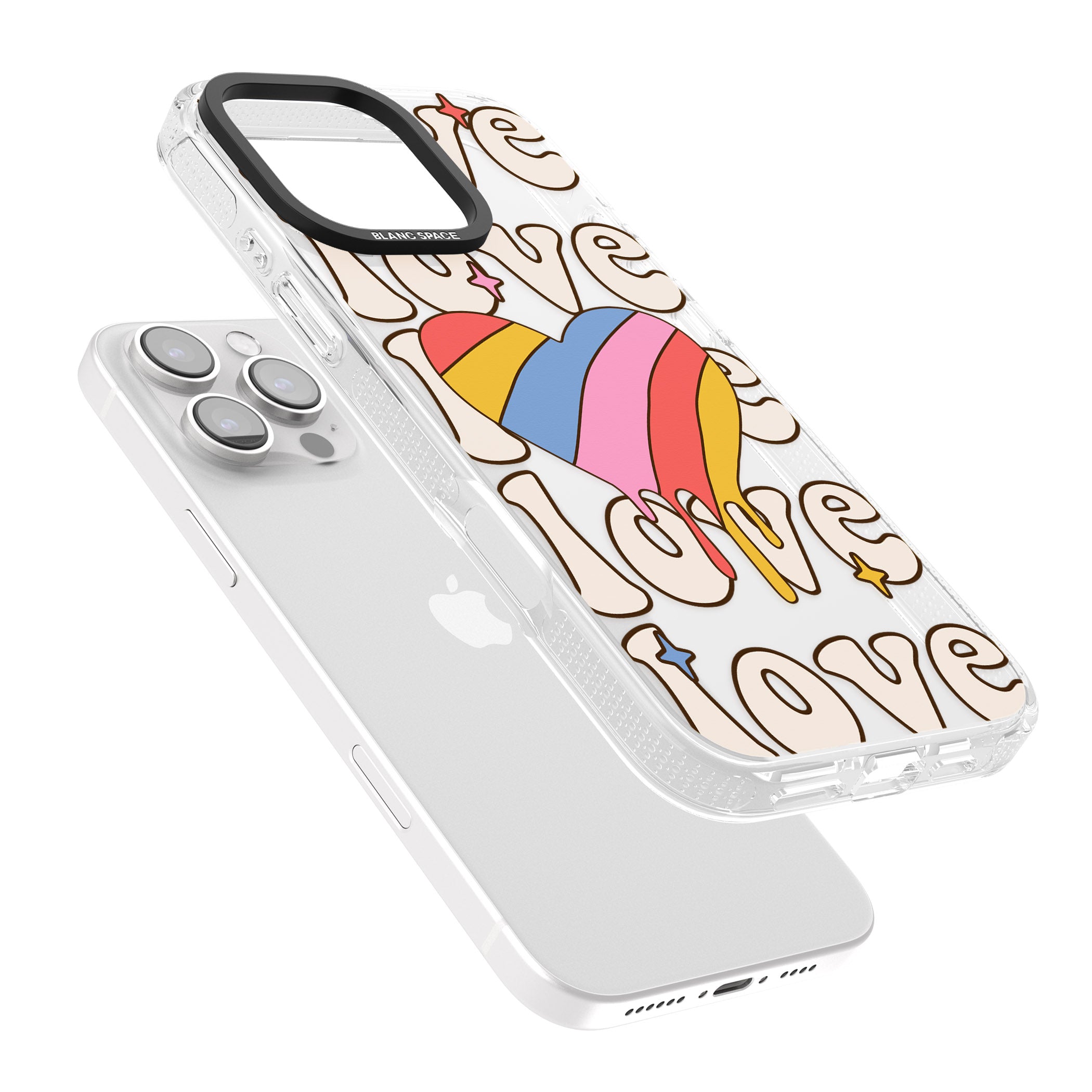 Groovy Love iPhone 16 Pro Max / 16 Pro Clear Case Impact Air - Blanc Space