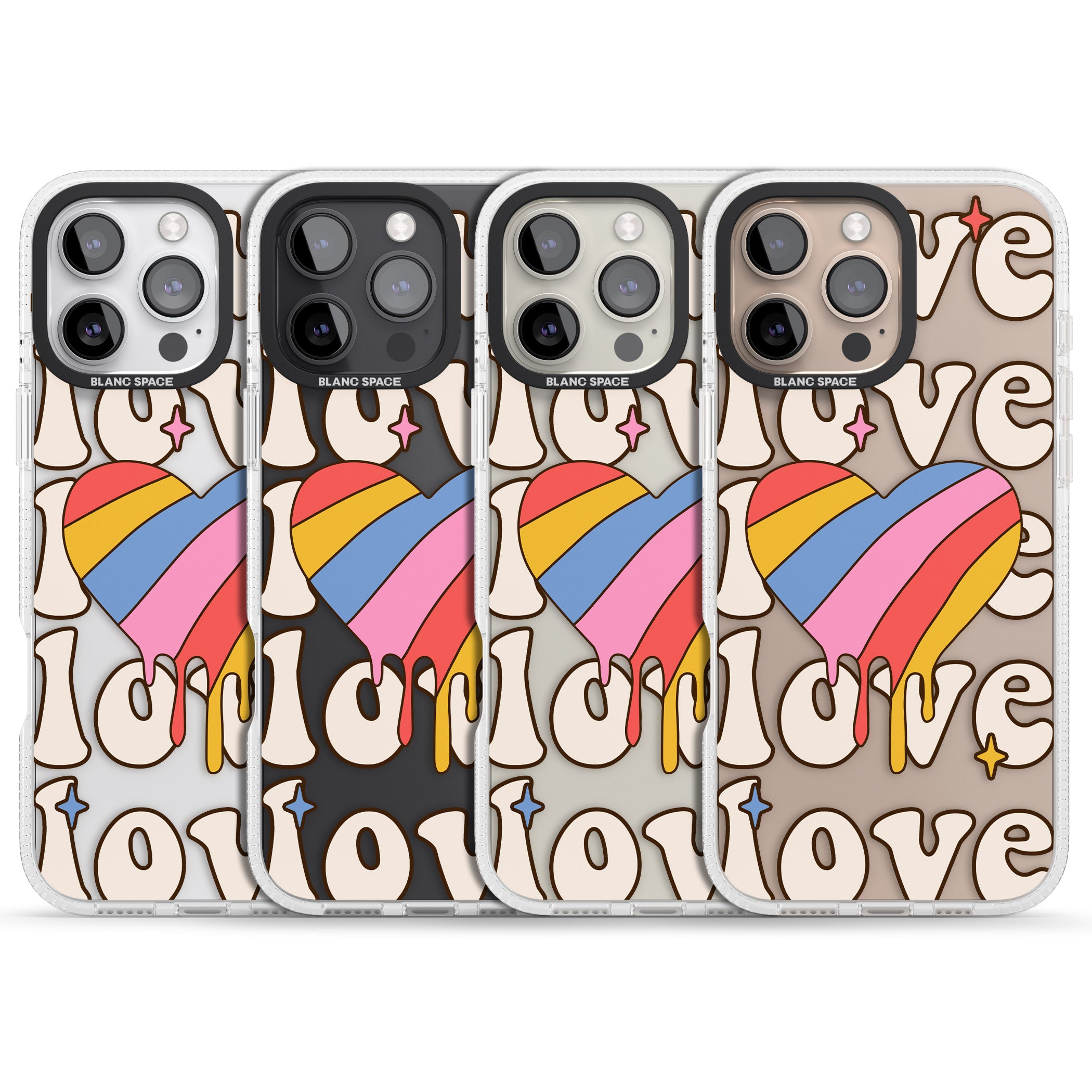 Groovy Love iPhone 16 Pro Max / 16 Pro Clear Case Impact Air - Blanc Space