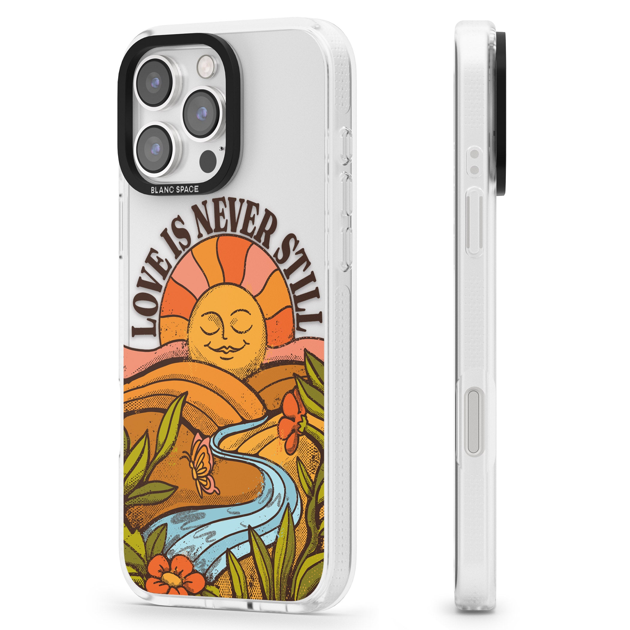 Love is Never Still iPhone 16 Pro Max / 16 Pro Clear Case Impact Air - Blanc Space