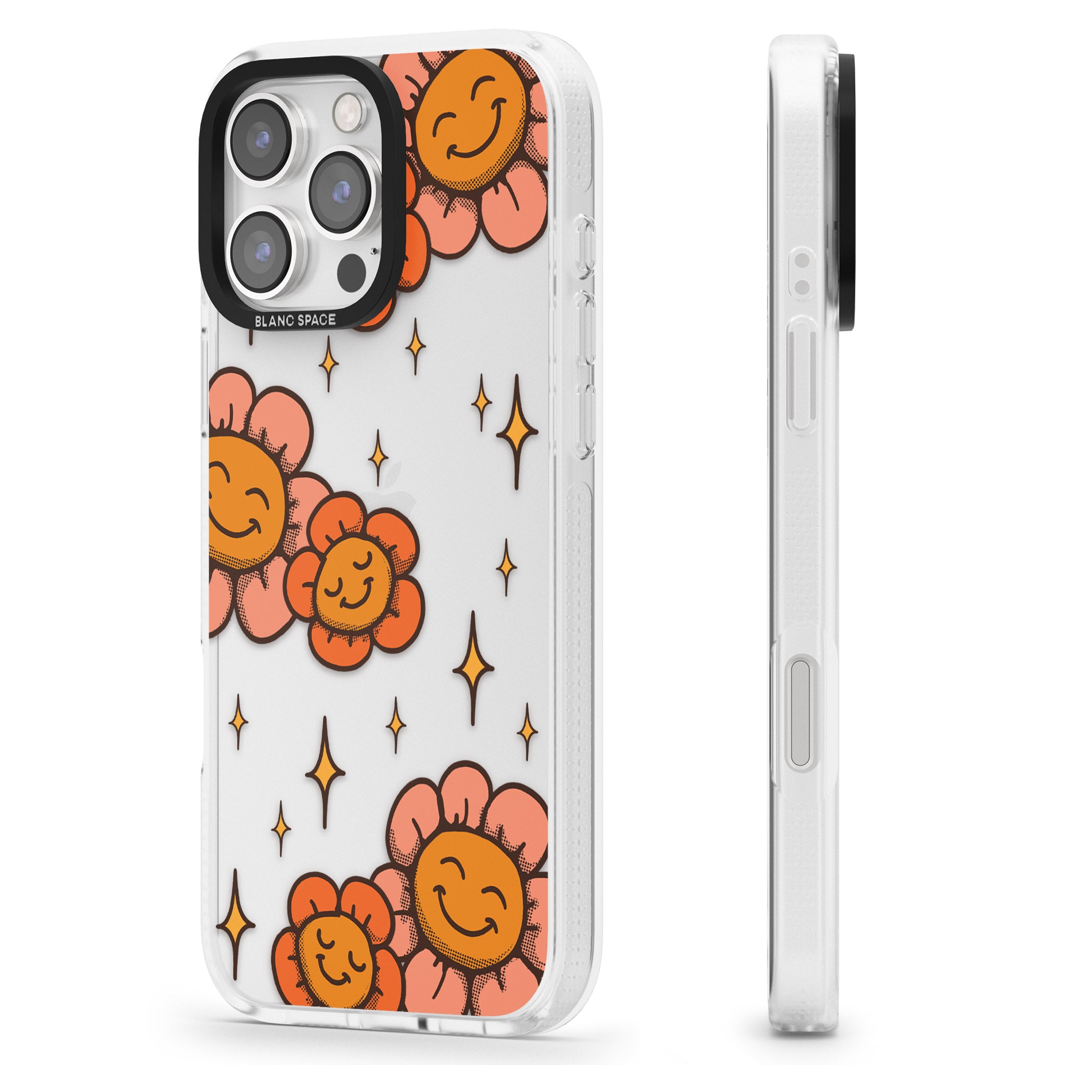 Mellow Flowers iPhone 16 Pro Max / 16 Pro Clear Case Impact Air - Blanc Space