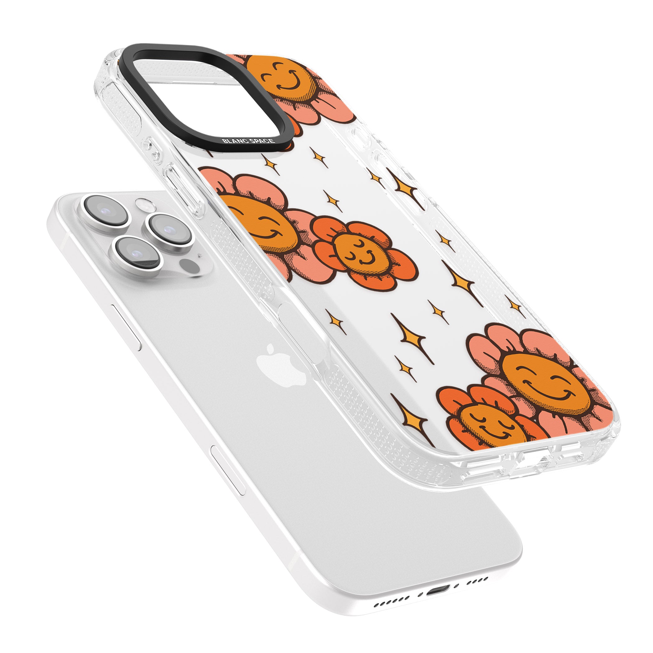 Mellow Flowers iPhone 16 Pro Max / 16 Pro Clear Case Impact Air - Blanc Space