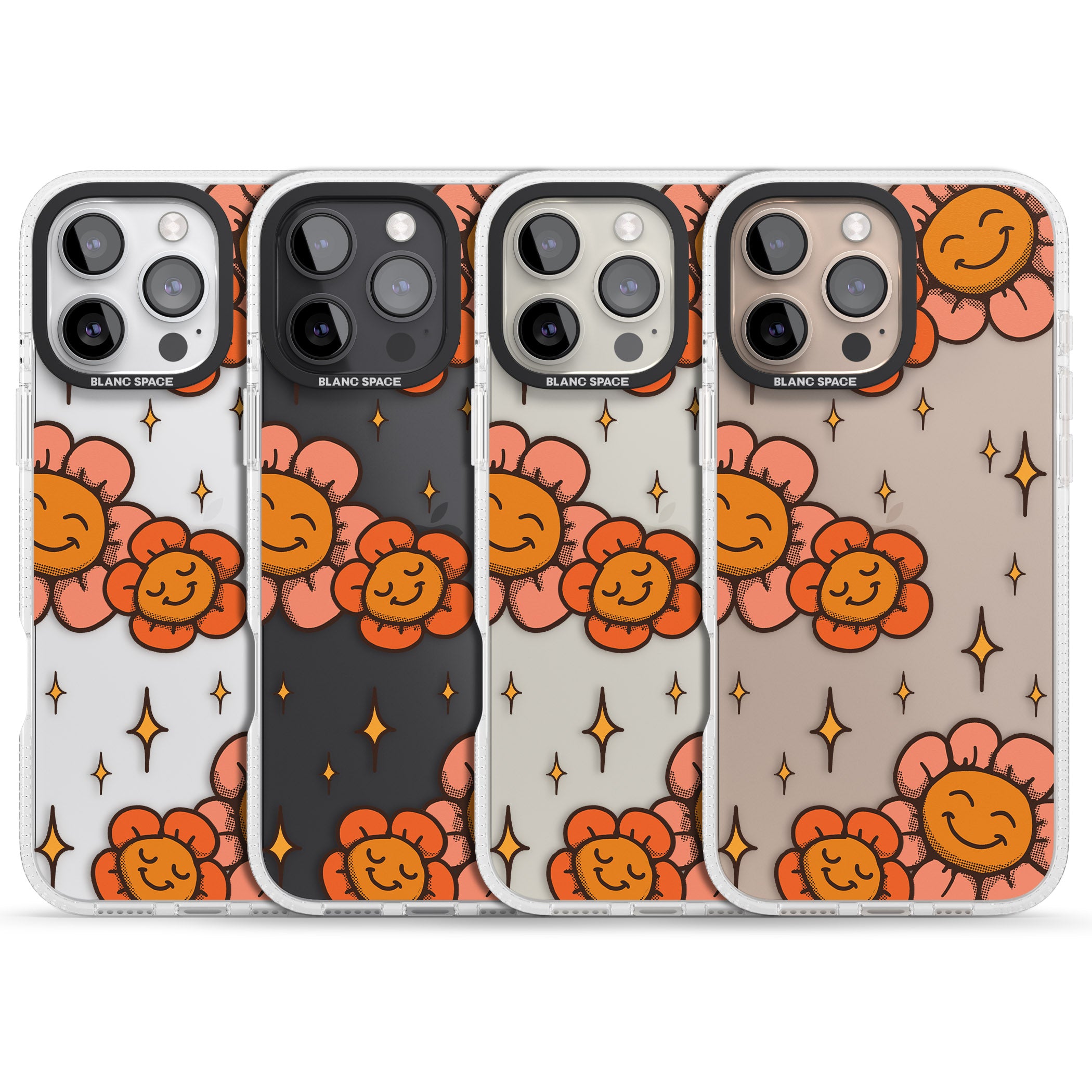 Mellow Flowers iPhone 16 Pro Max / 16 Pro Clear Case Impact Air - Blanc Space