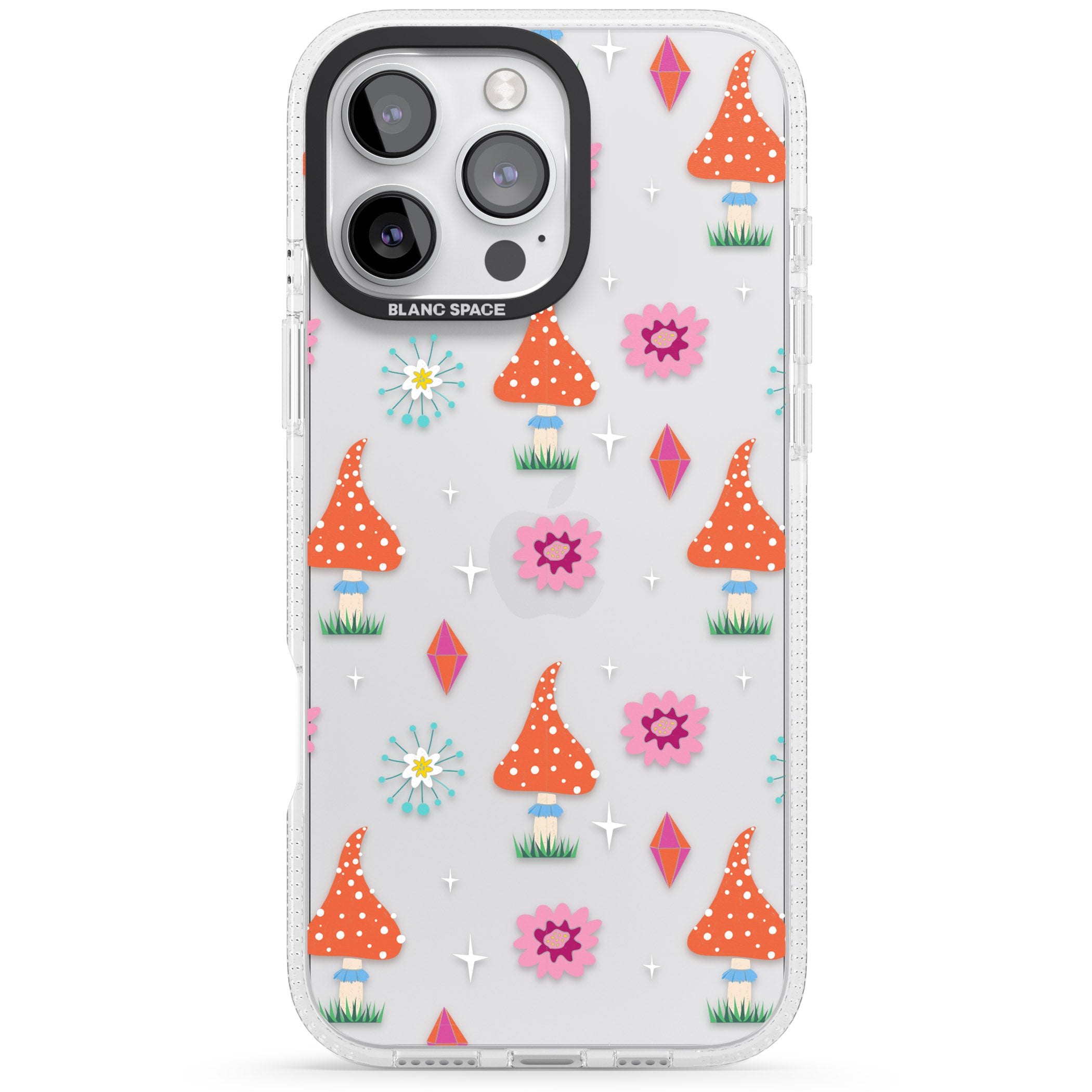 Boho Celestial Mushroom & Crystal iPhone 16 Pro Max / 16 Pro Clear Case Impact Air - Blanc Space