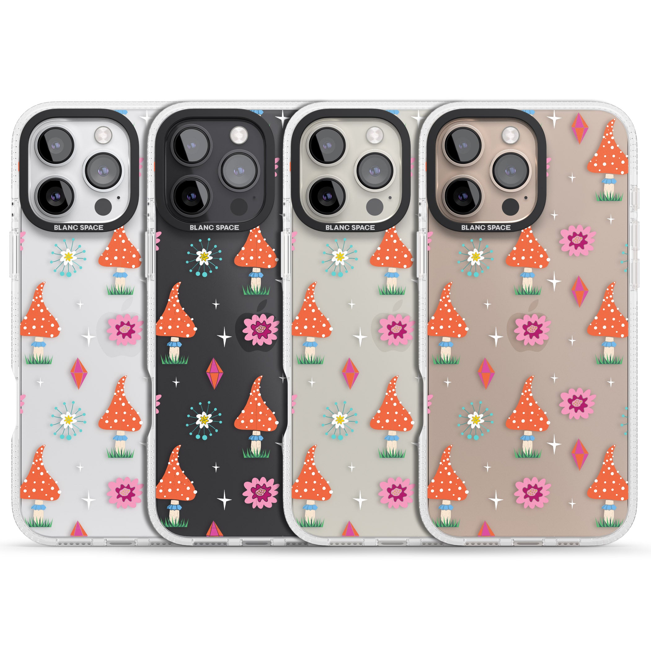 Boho Celestial Mushroom & Crystal iPhone 16 Pro Max / 16 Pro Clear Case Impact Air - Blanc Space