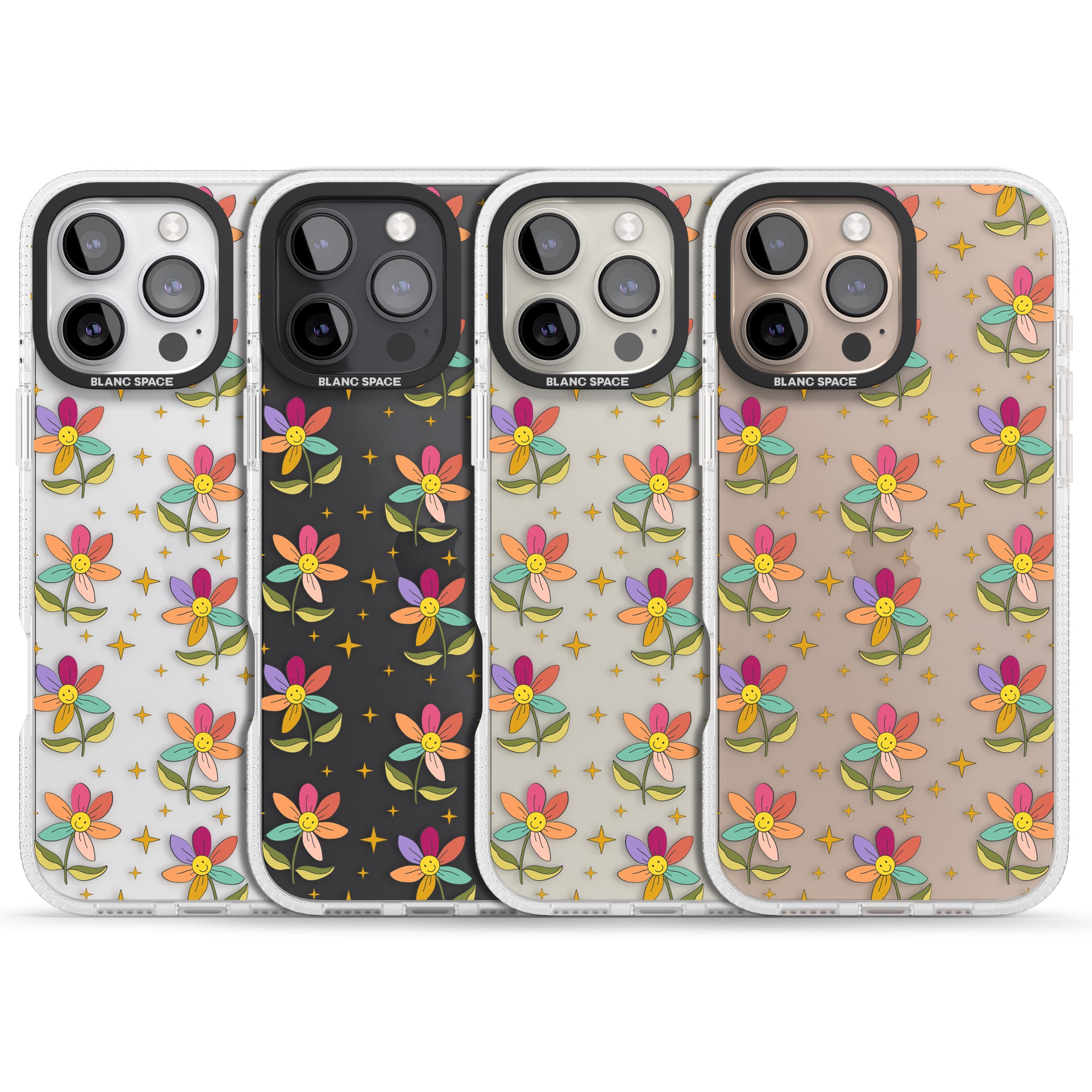 Boho Celestial Happy Flower iPhone 16 Pro Max / 16 Pro Clear Case Impact Air - Blanc Space