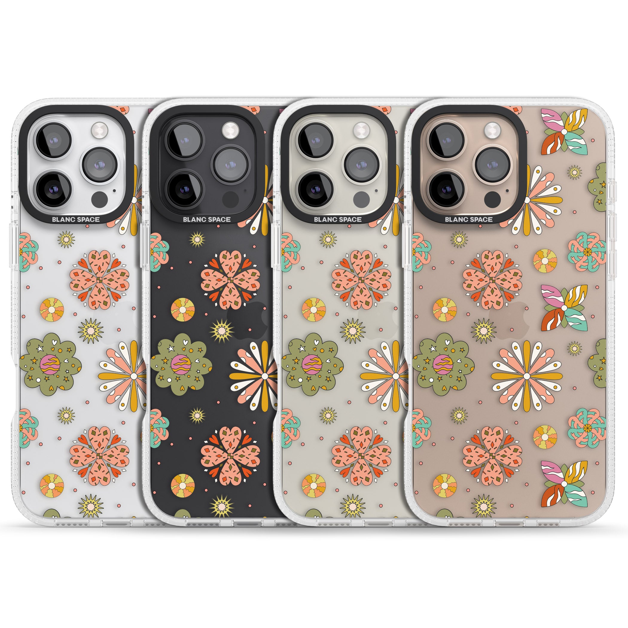 Boho Celestial Psychedelic Floral iPhone 16 Pro Max / 16 Pro Clear Case Impact Air - Blanc Space