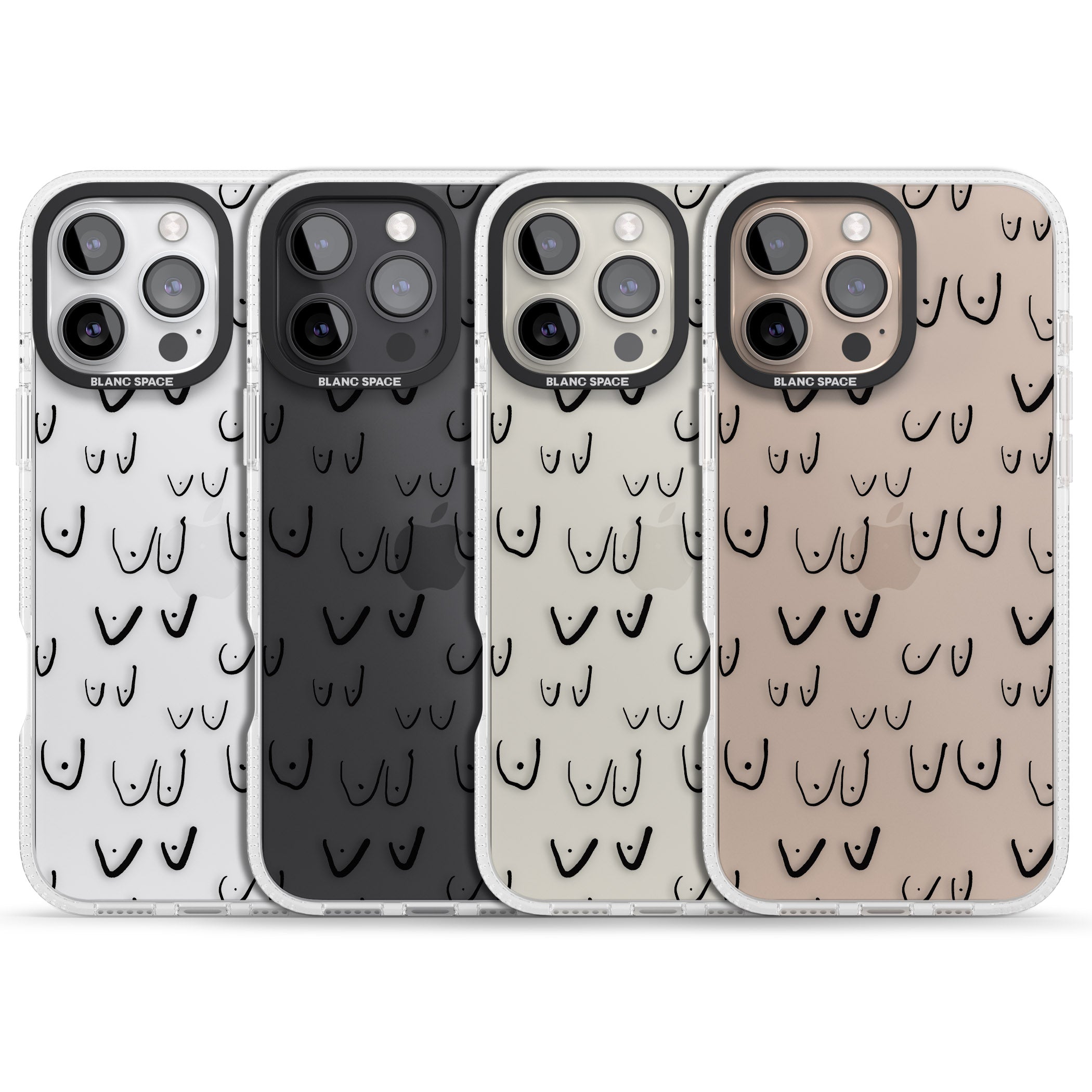 Free the boob (Black) iPhone 16 Pro Max / 16 Pro Clear Case Impact Air - Blanc Space