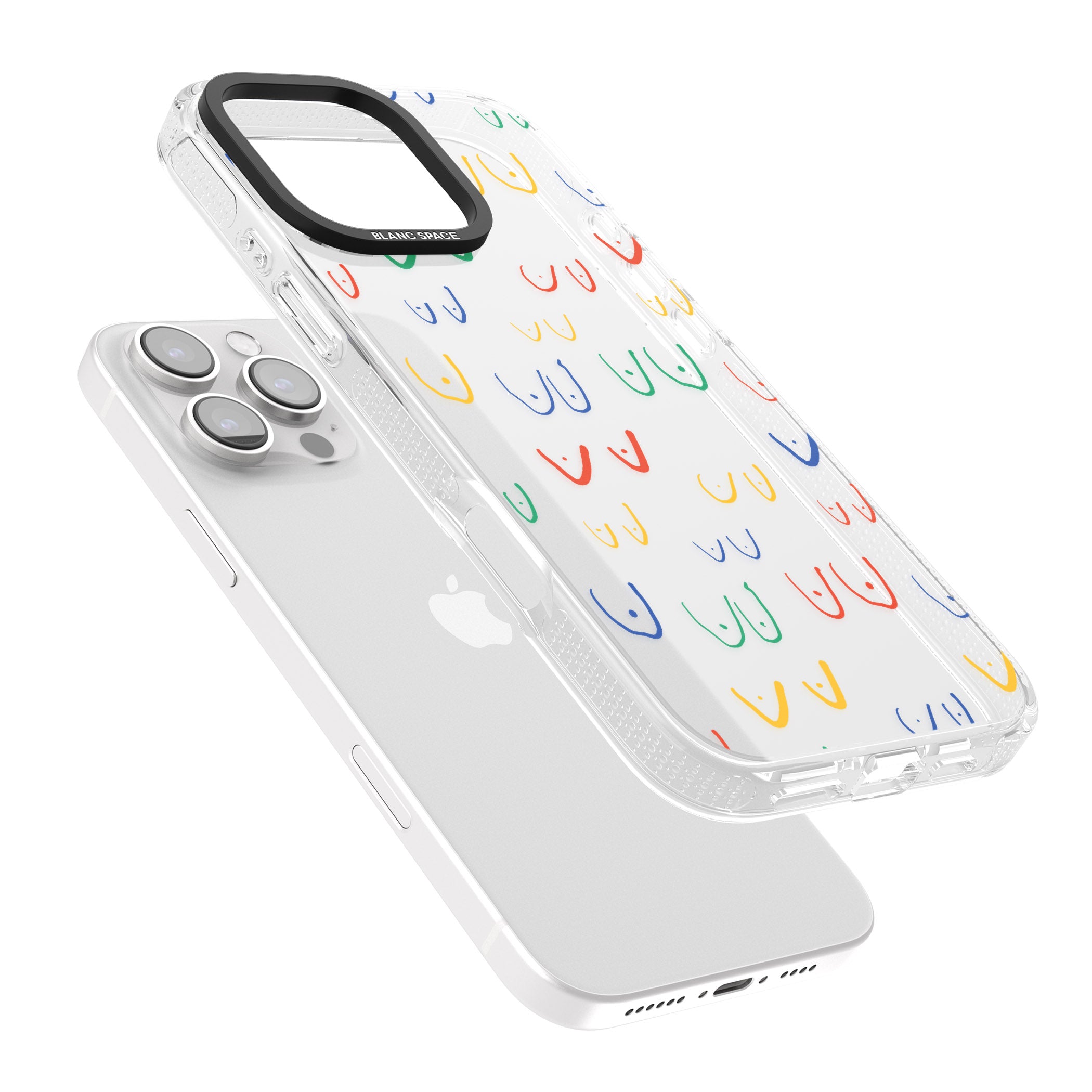 Free the boob (Mixed Colours) iPhone 16 Pro Max / 16 Pro Clear Case Impact Air - Blanc Space