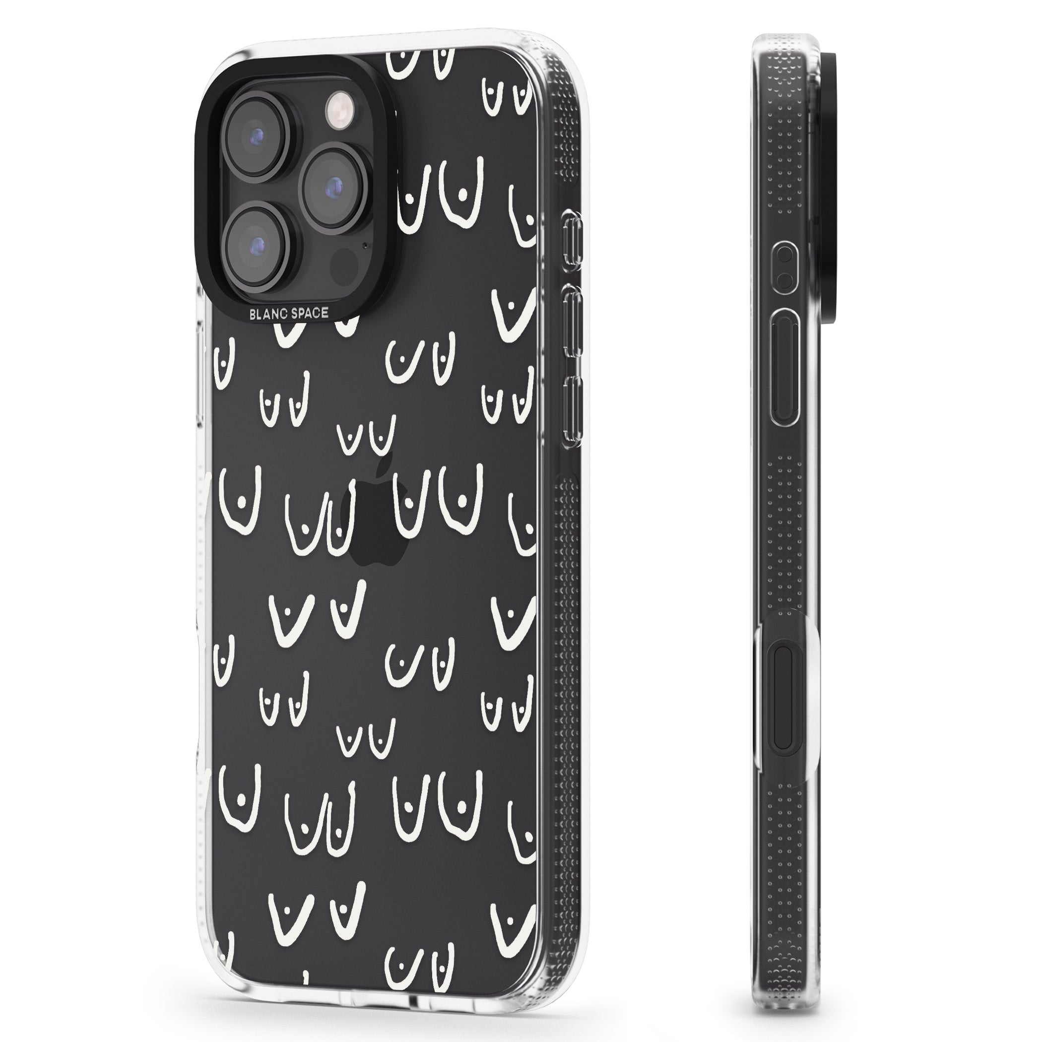 Free the boob (White) iPhone 16 Pro Max / 16 Pro Clear Case Impact Air - Blanc Space