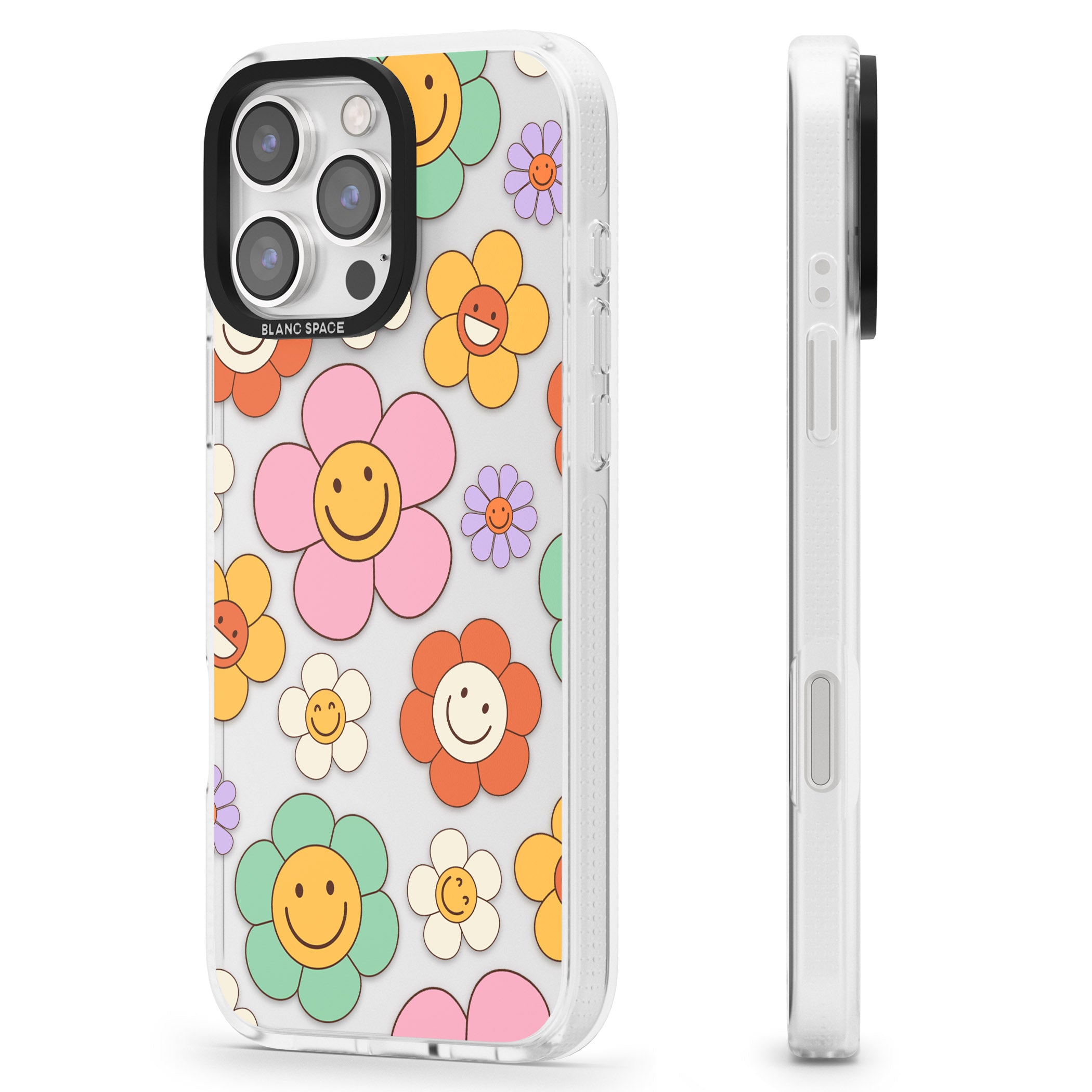 Happy Blossoms iPhone 16 Pro Max / 16 Pro Clear Case Impact Air - Blanc Space