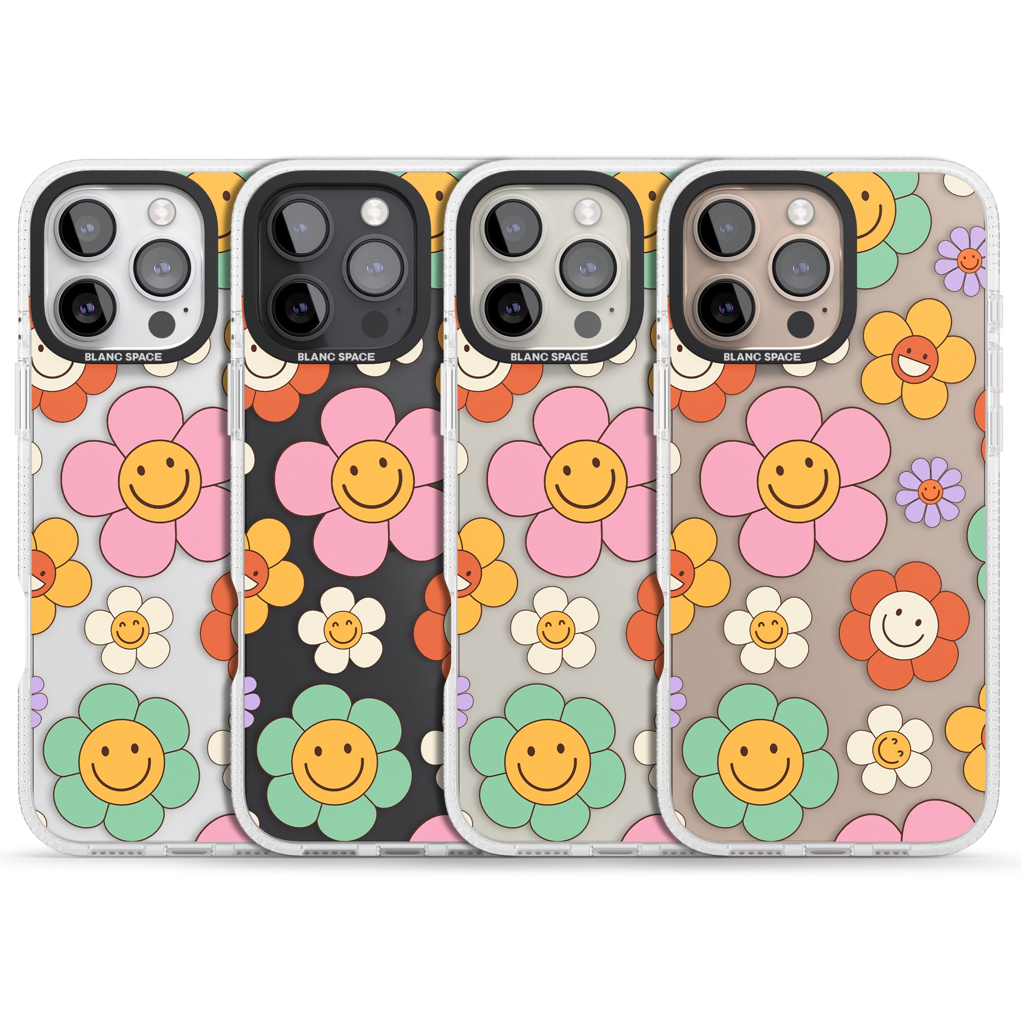 Happy Blossoms iPhone 16 Pro Max / 16 Pro Clear Case Impact Air - Blanc Space