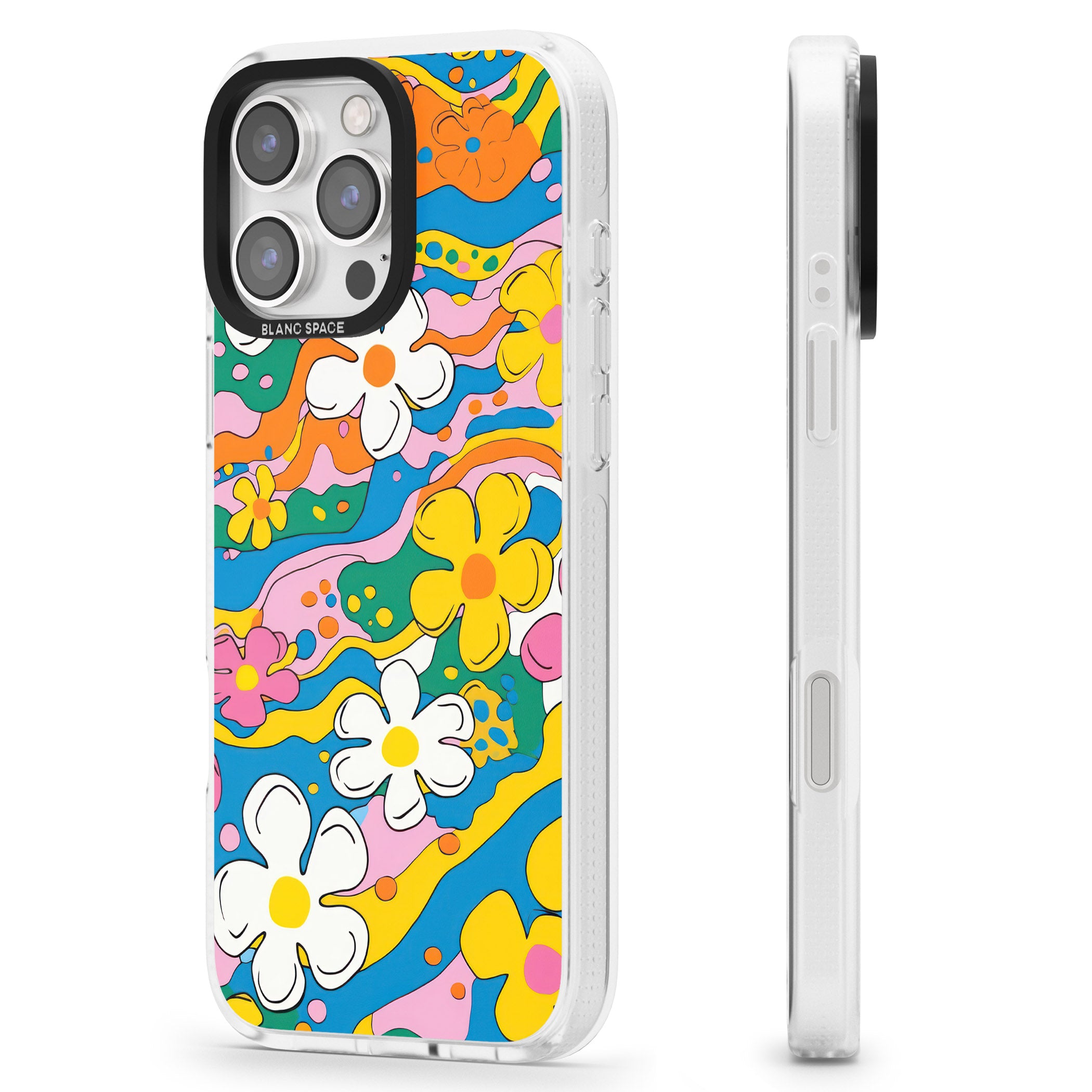 Vibrant Bloom iPhone 16 Pro Max / 16 Pro Clear Case Impact Air - Blanc Space