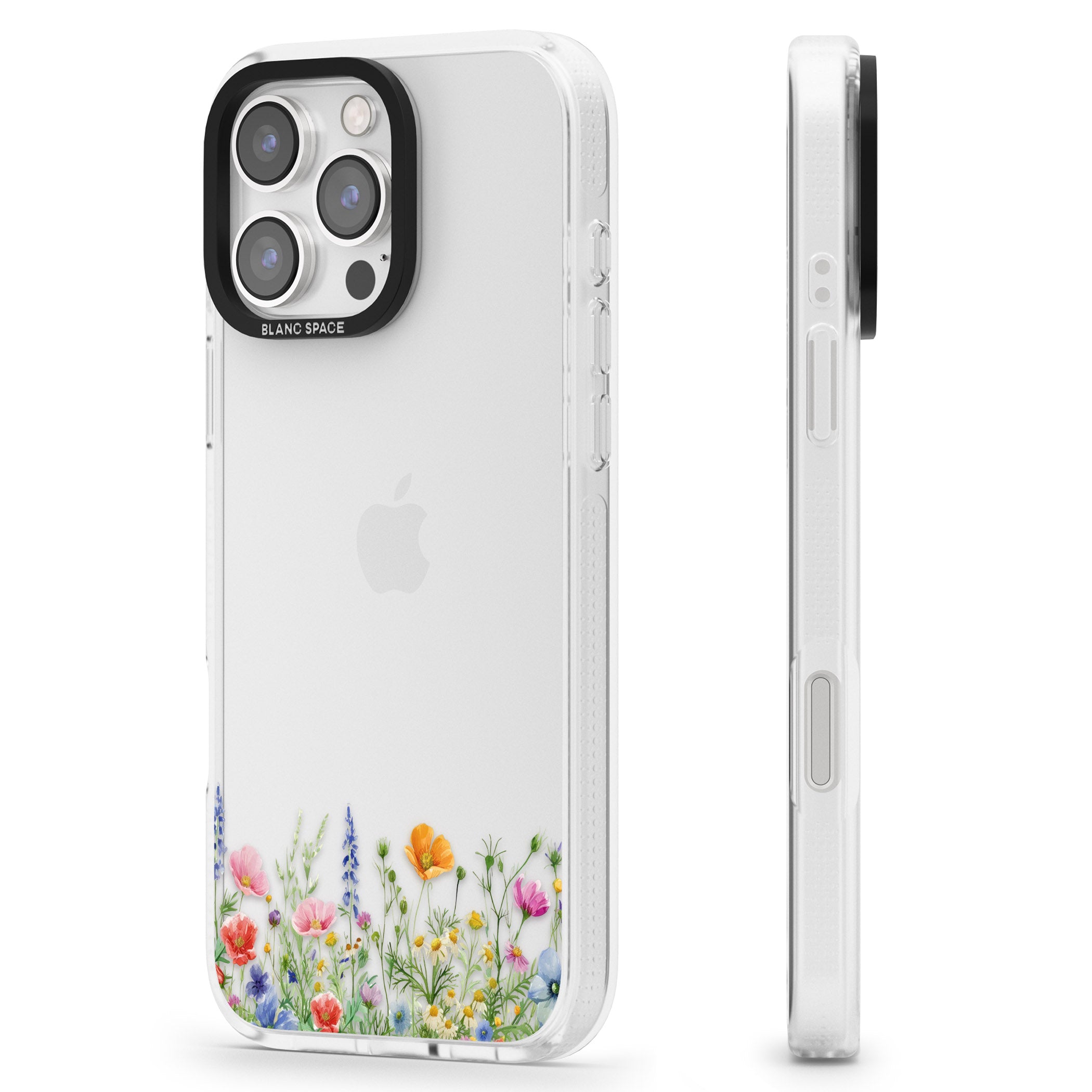 Minimal Wildflowers iPhone 16 Pro Max / 16 Pro Clear Case Impact Air - Blanc Space