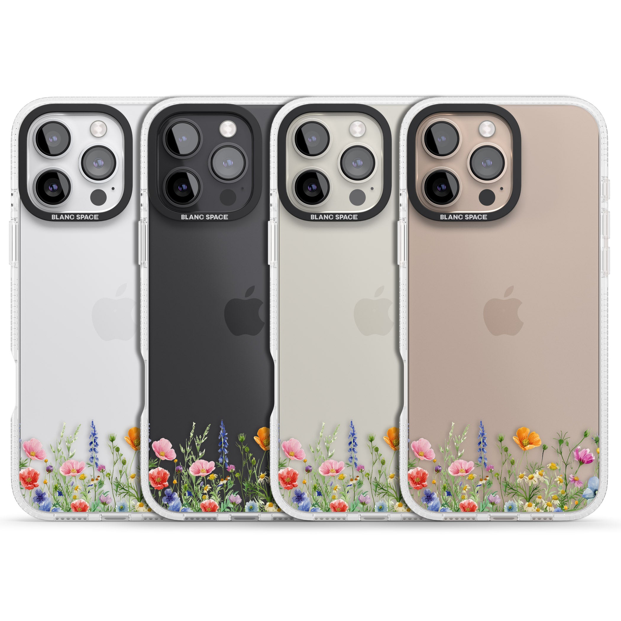 Minimal Wildflowers iPhone 16 Pro Max / 16 Pro Clear Case Impact Air - Blanc Space