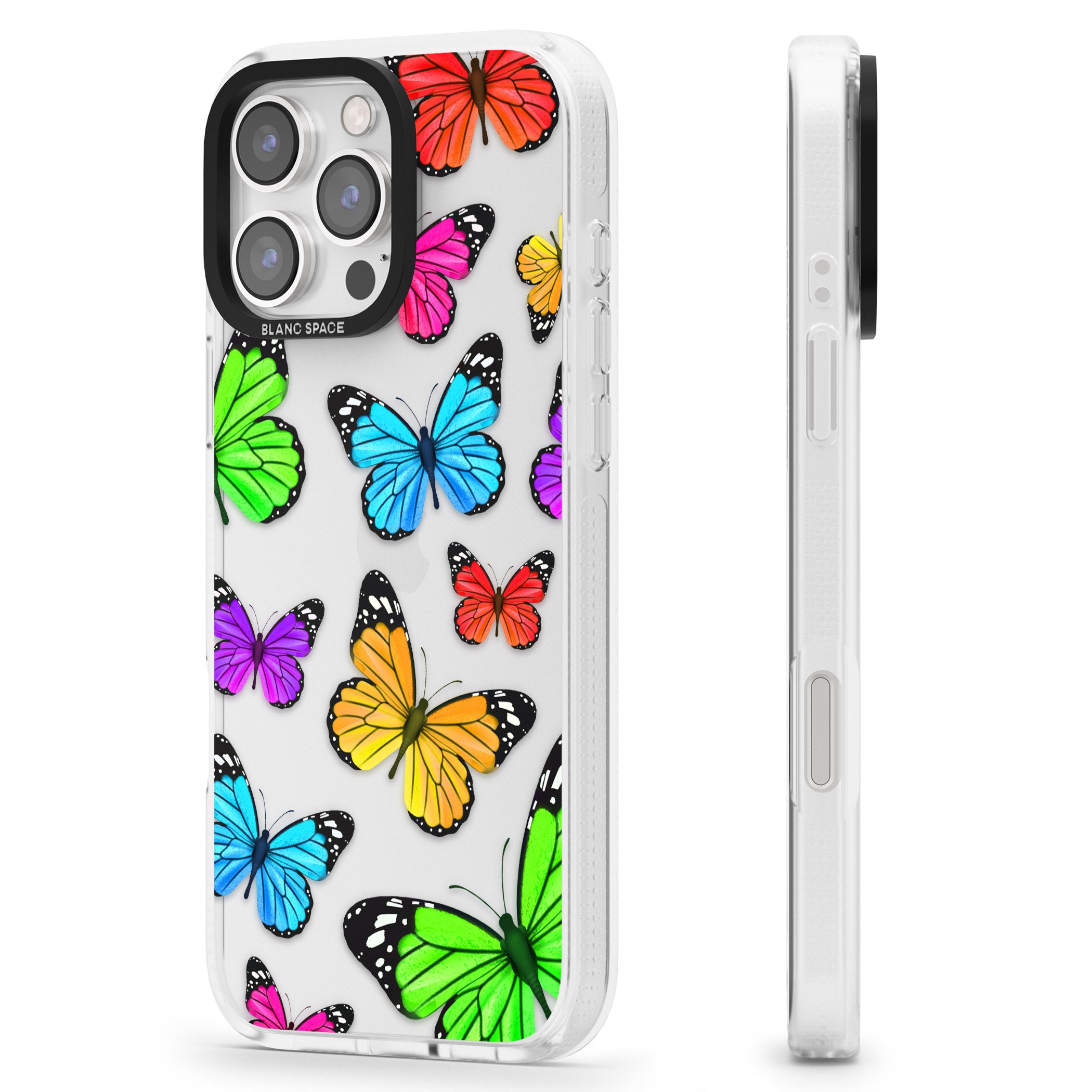 Vibrant Butterflies iPhone 16 Pro Max / 16 Pro Clear Case Impact Air - Blanc Space