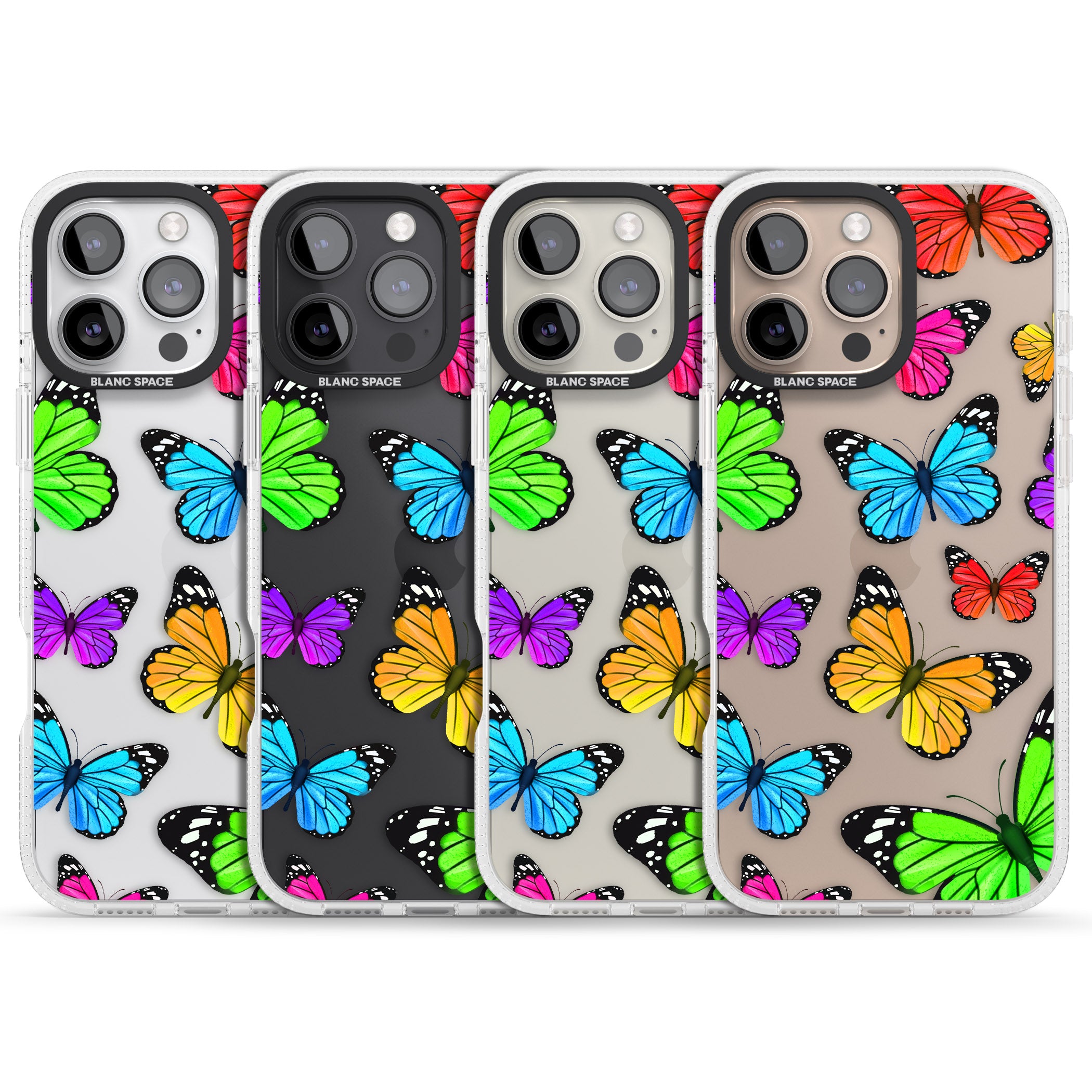 Vibrant Butterflies iPhone 16 Pro Max / 16 Pro Clear Case Impact Air - Blanc Space