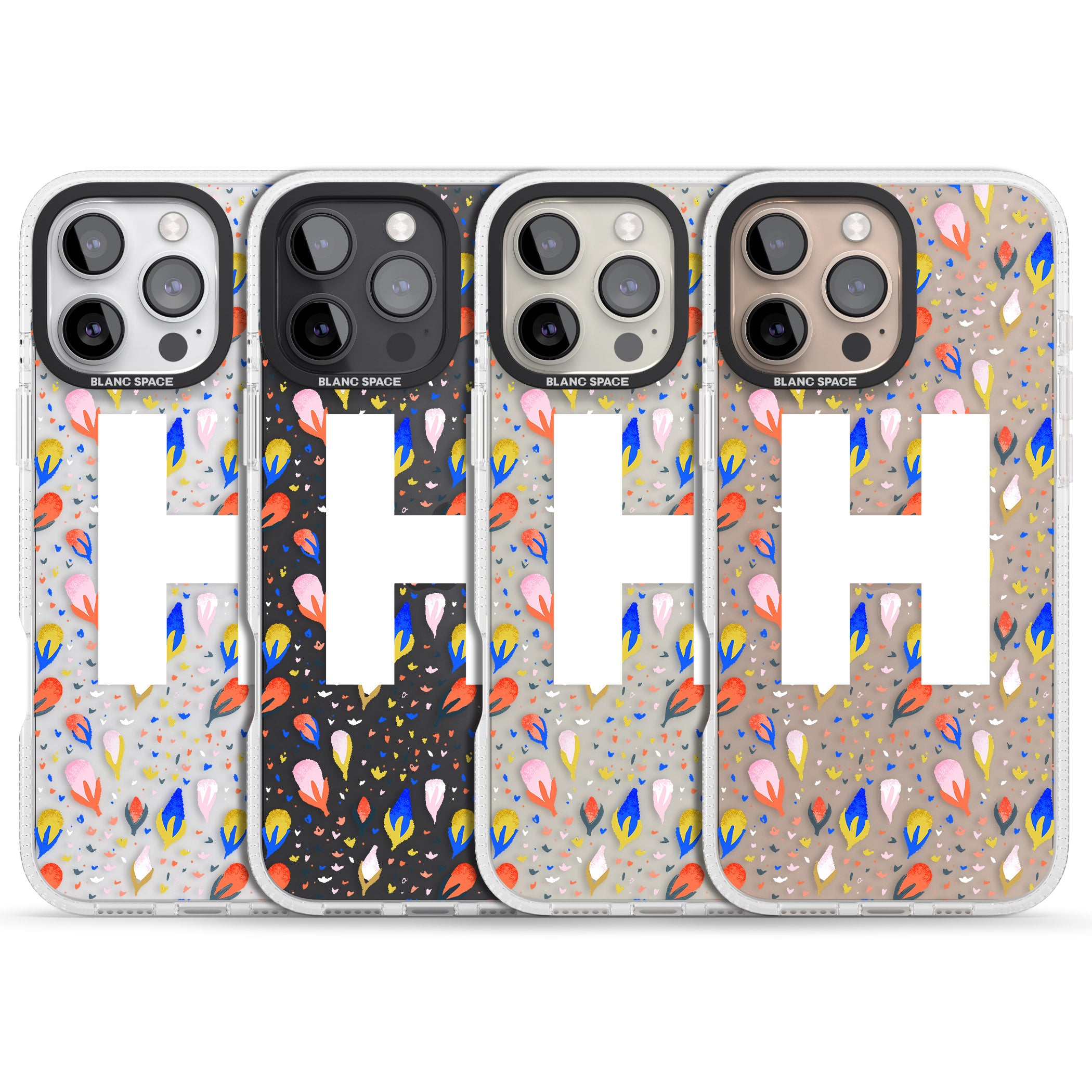 Personalised White Monogram Floral iPhone 16 Pro Max / 16 Pro Clear Case Impact Air - Blanc Space