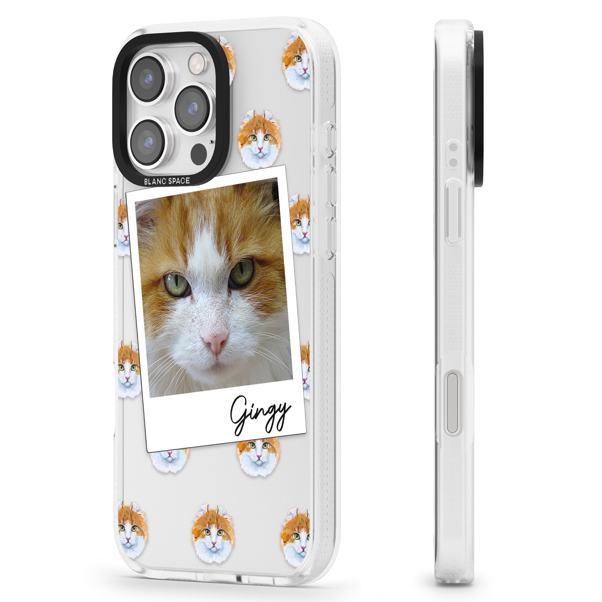 Personalised American Curl Photo iPhone 16 Pro Max / 16 Pro Clear Case Impact Air - Blanc Space