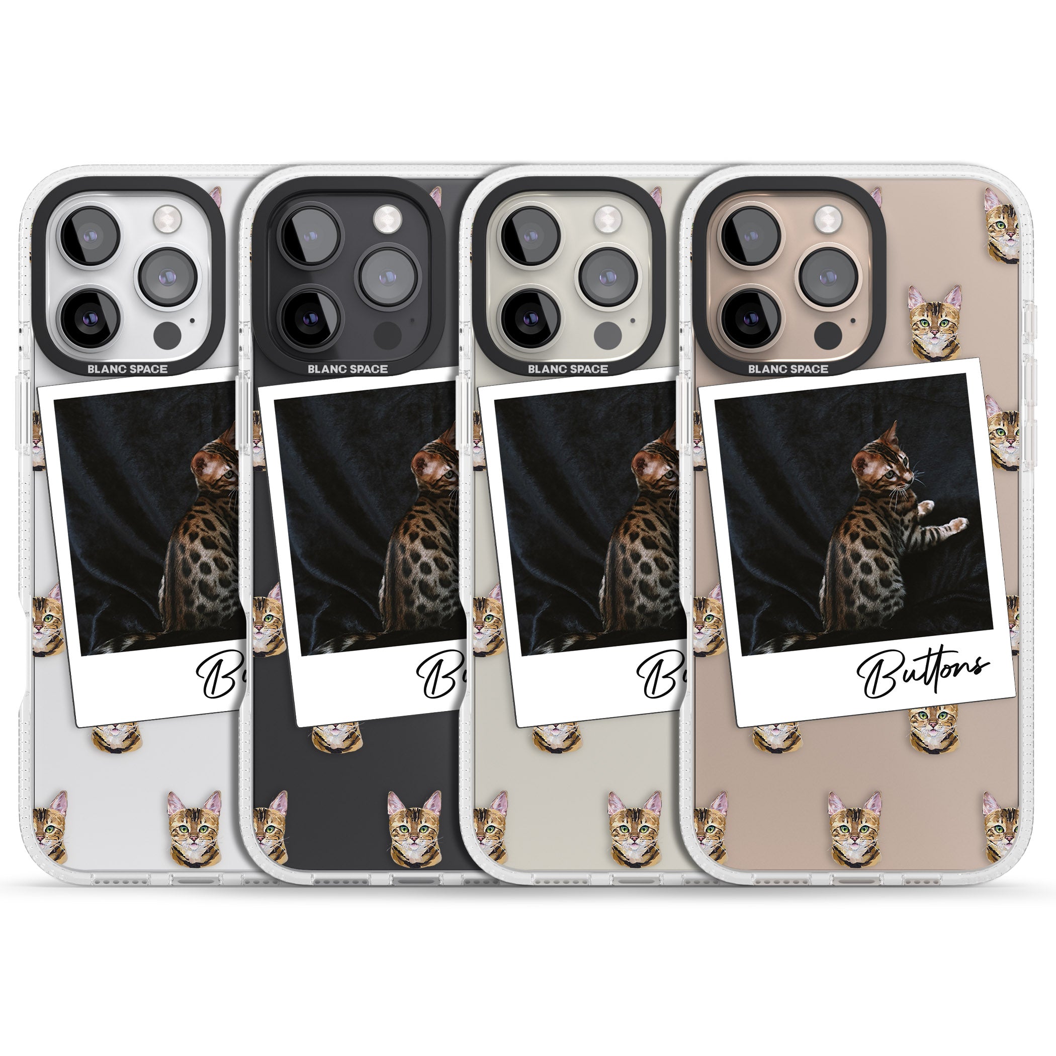 Personalised Bengal Cat Photo iPhone 16 Pro Max / 16 Pro Clear Case Impact Air - Blanc Space
