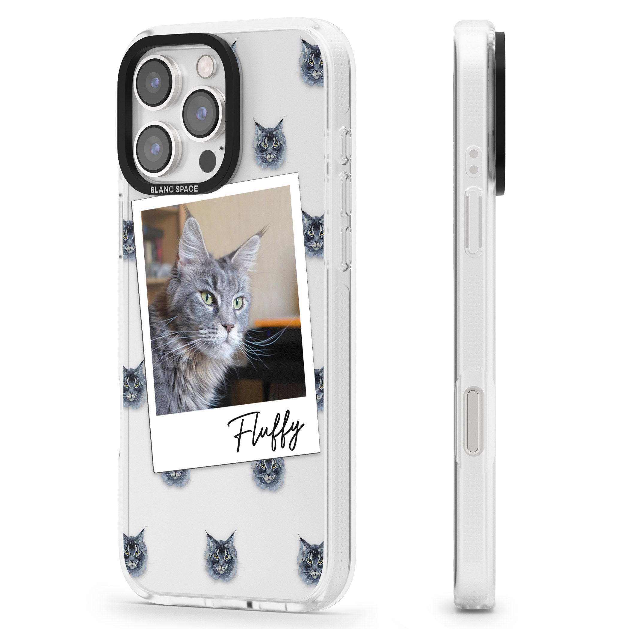 Personalised Maine Coon Photo iPhone 16 Pro Max / 16 Pro Clear Case Impact Air - Blanc Space