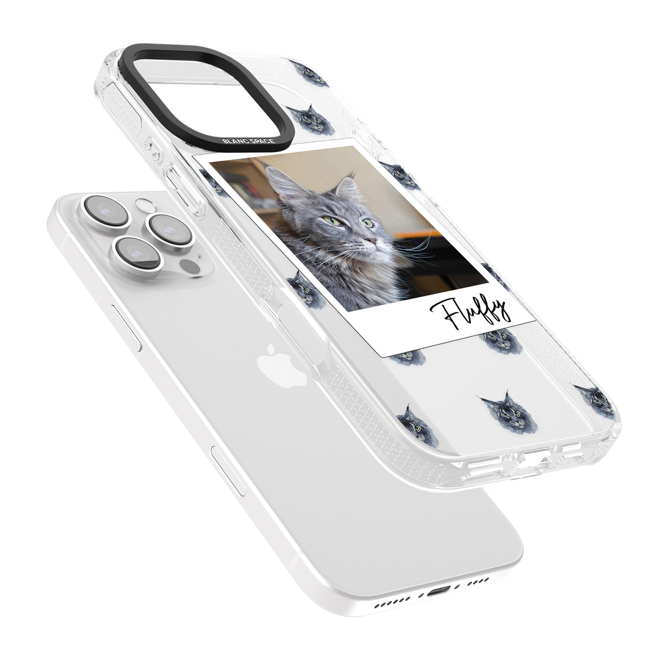 Personalised Maine Coon Photo iPhone 16 Pro Max / 16 Pro Clear Case Impact Air - Blanc Space