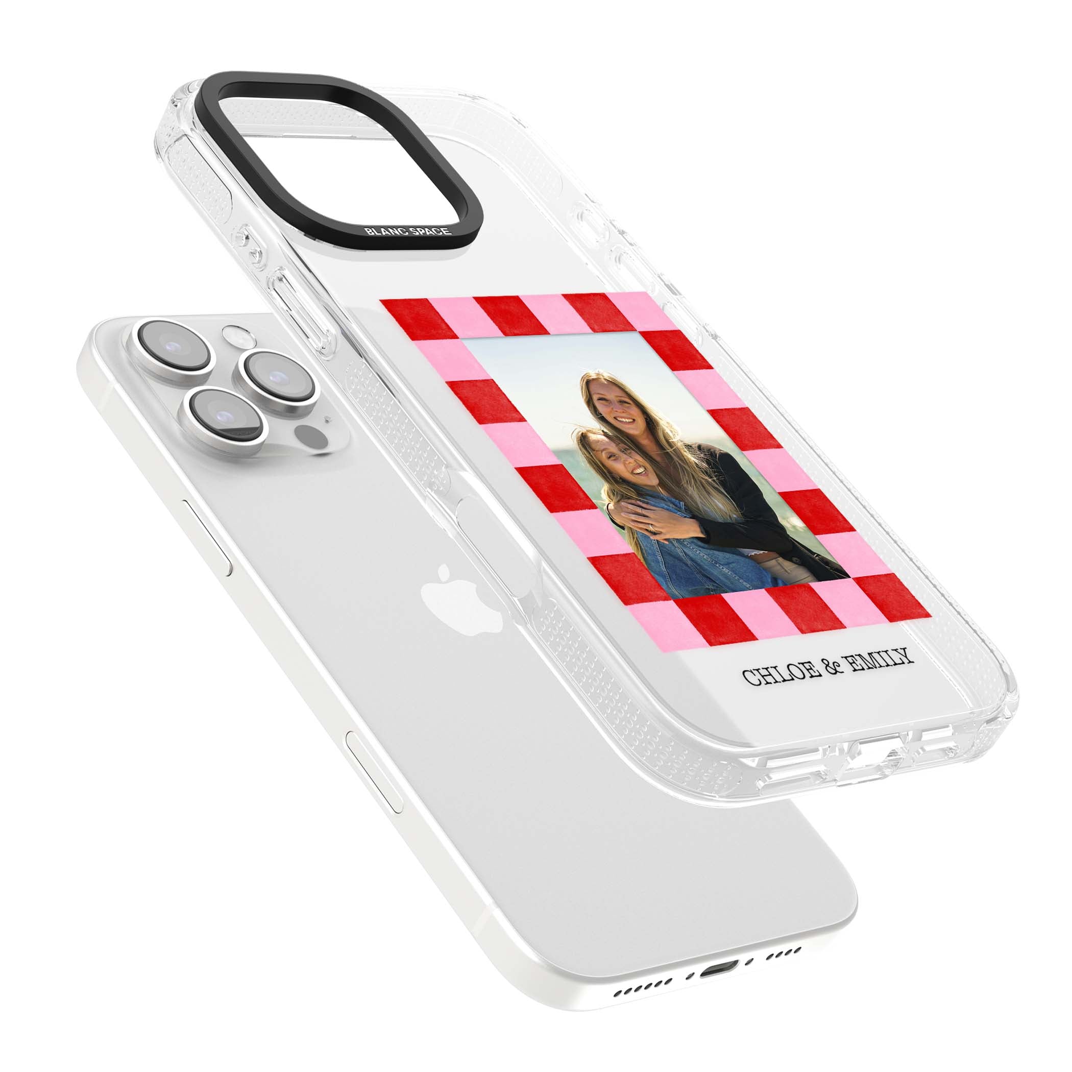 Bubblegum Check Photo for her iPhone case | Clear Case Impact Air case for iPhone 16 Pro, iPhone 16 Pro Max