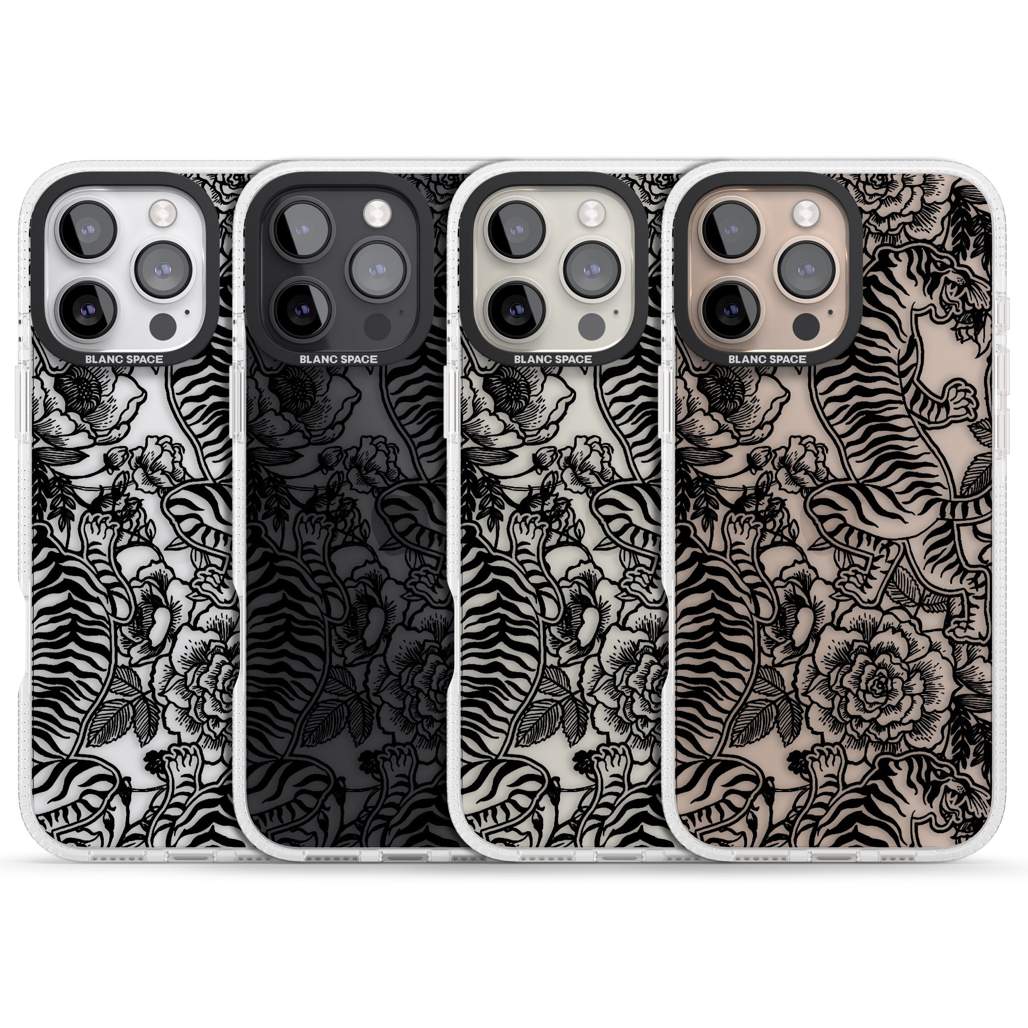 Personalised Chinese Tiger Pattern iPhone 16 Pro Max / 16 Pro Clear Case Impact Air - Blanc Space