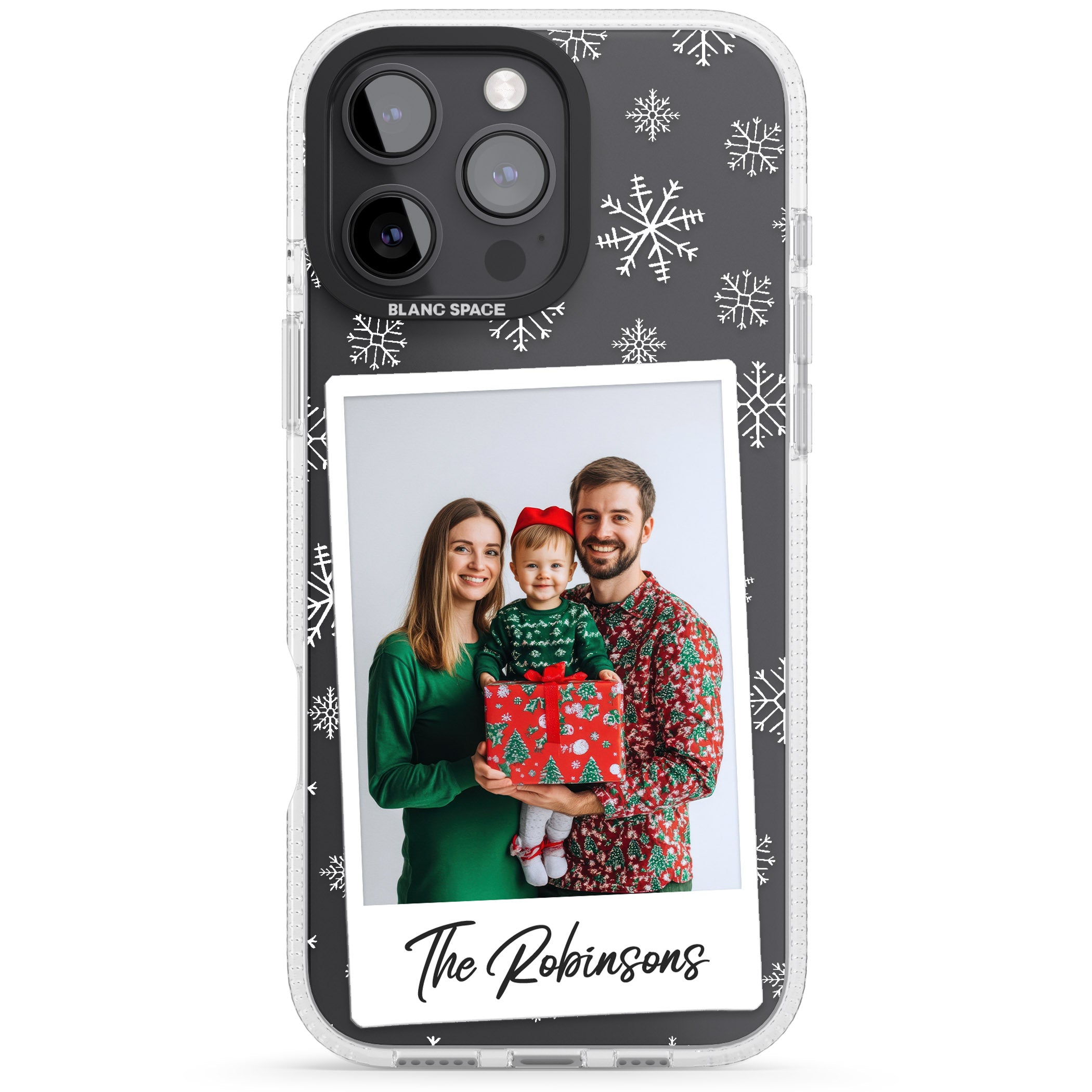 Personalised Snowflake Photo iPhone 16 Pro Max / 16 Pro Clear Case Impact Air - Blanc Space