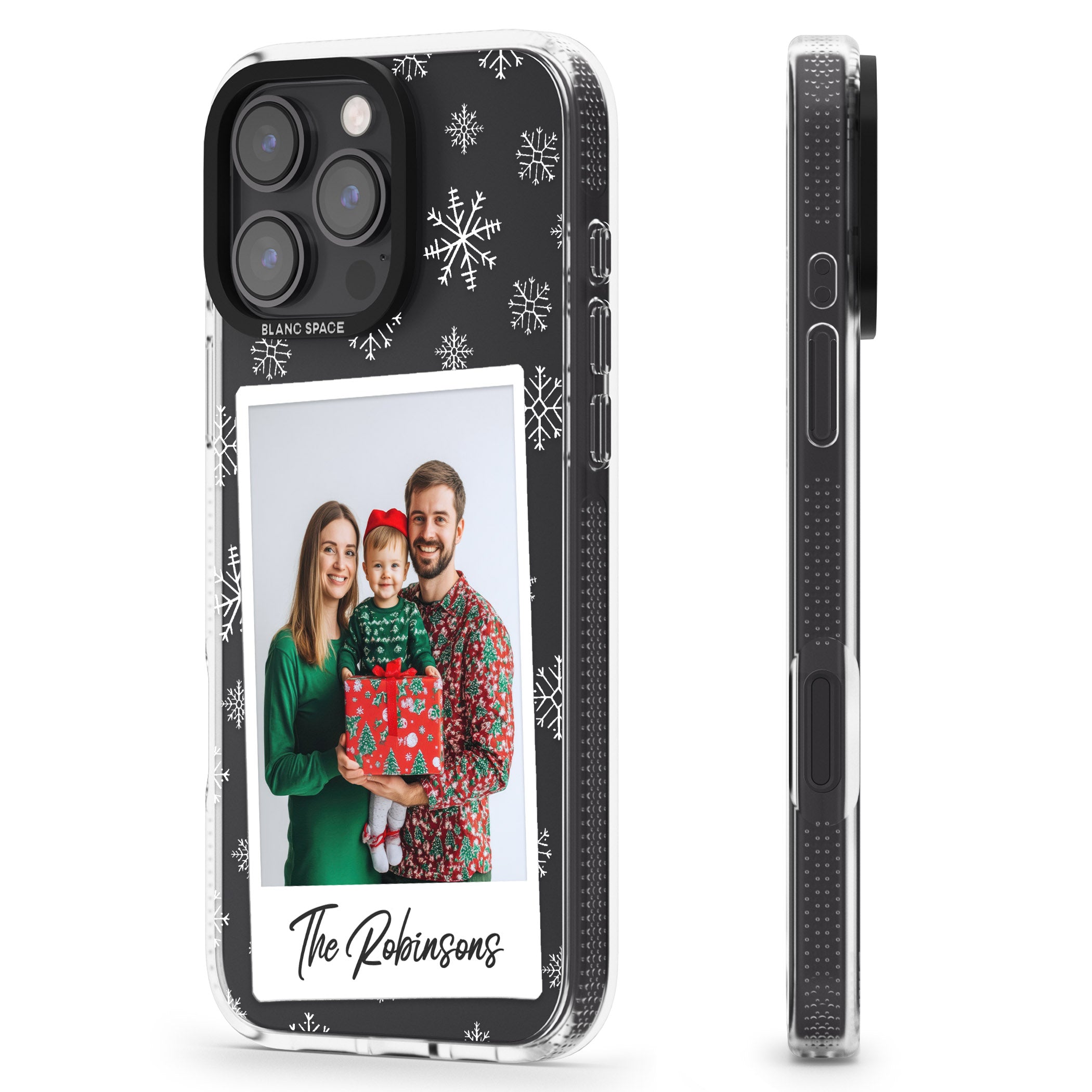 Personalised Snowflake Photo iPhone 16 Pro Max / 16 Pro Clear Case Impact Air - Blanc Space