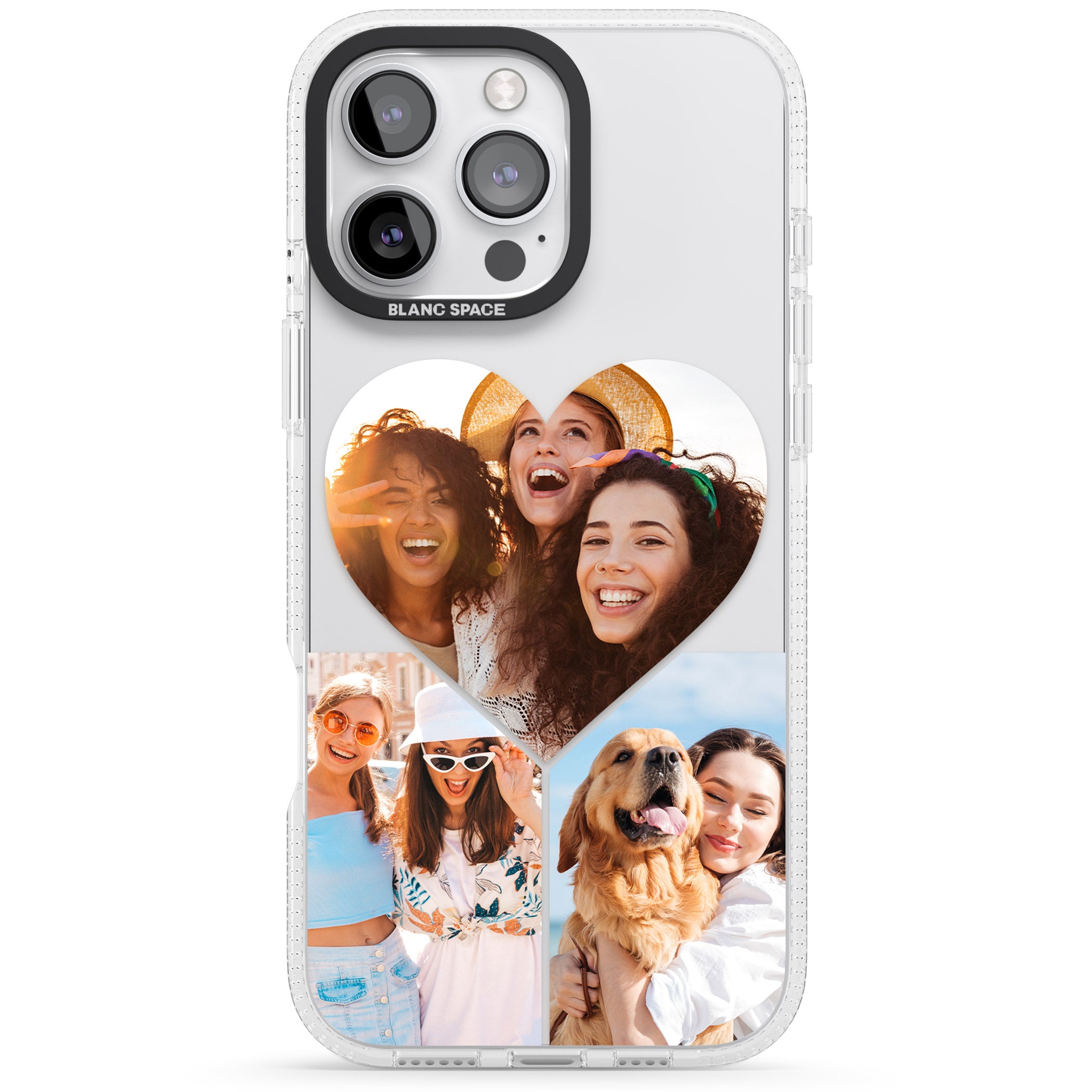 Personalised Heart Photo iPhone 16 Pro Max / 16 Pro Clear Case Impact Air - Blanc Space