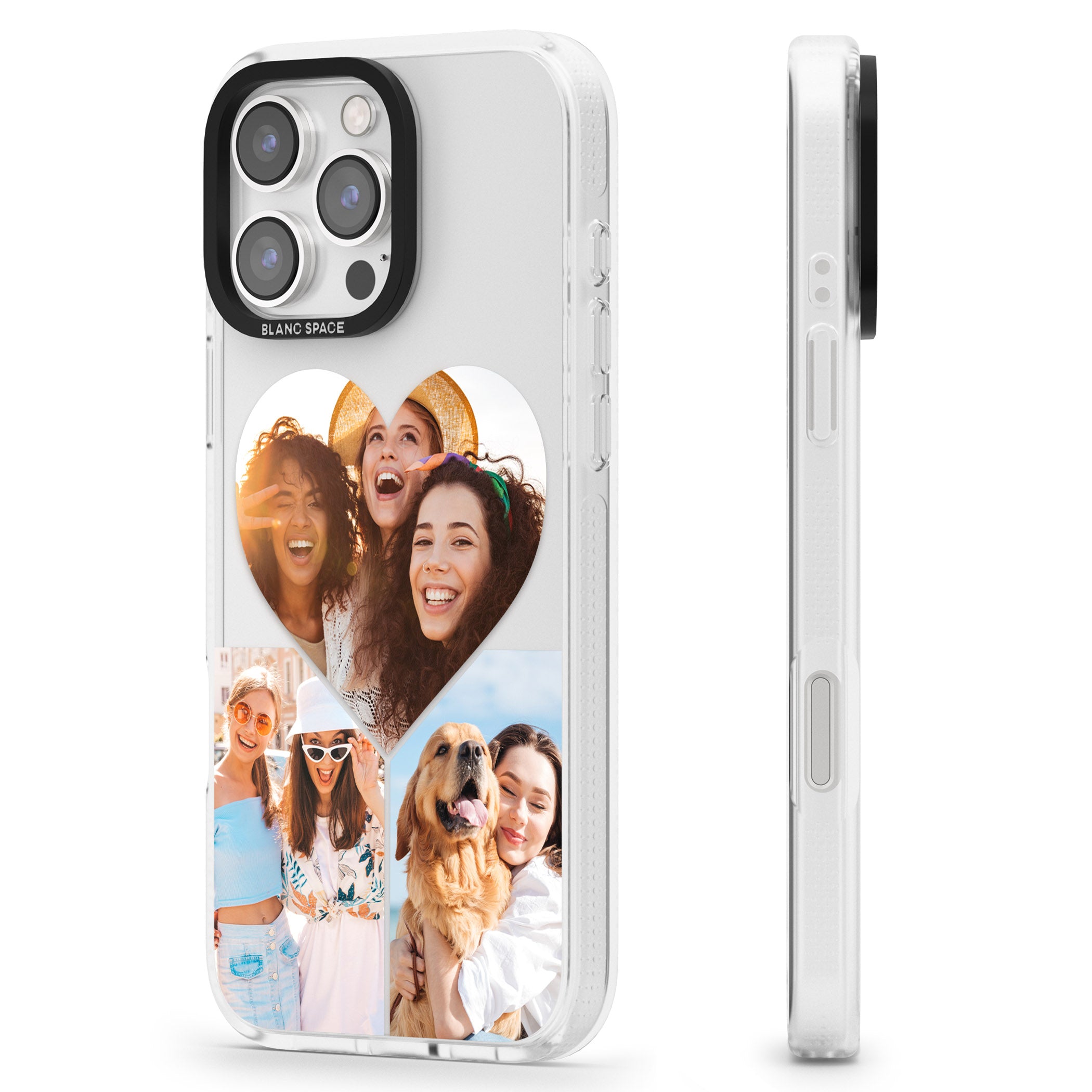 Personalised Heart Photo iPhone 16 Pro Max / 16 Pro Clear Case Impact Air - Blanc Space