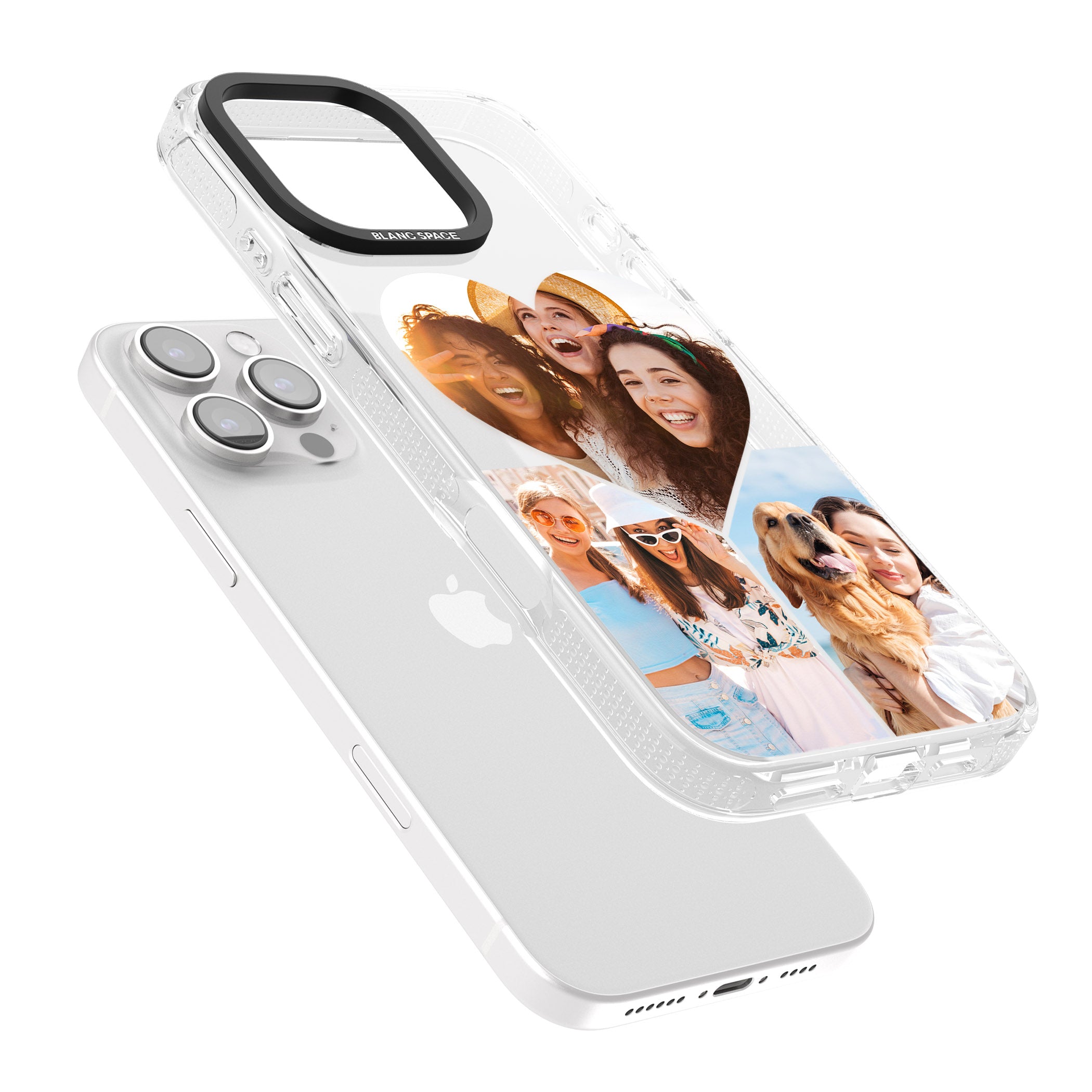 Personalised Heart Photo iPhone 16 Pro Max / 16 Pro Clear Case Impact Air - Blanc Space