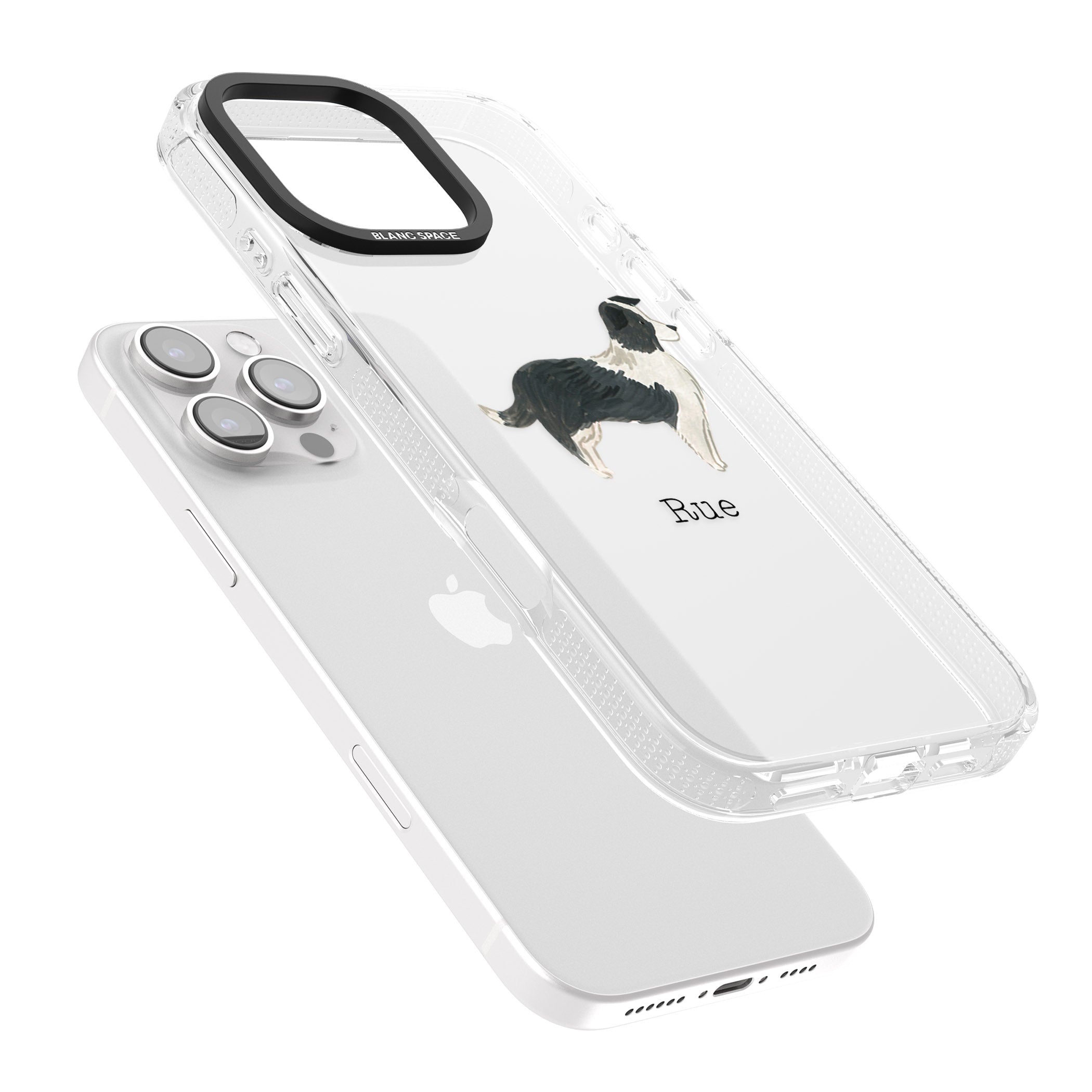 Personalised Border Collie iPhone 16 Pro Max / 16 Pro Clear Case Impact Air - Blanc Space