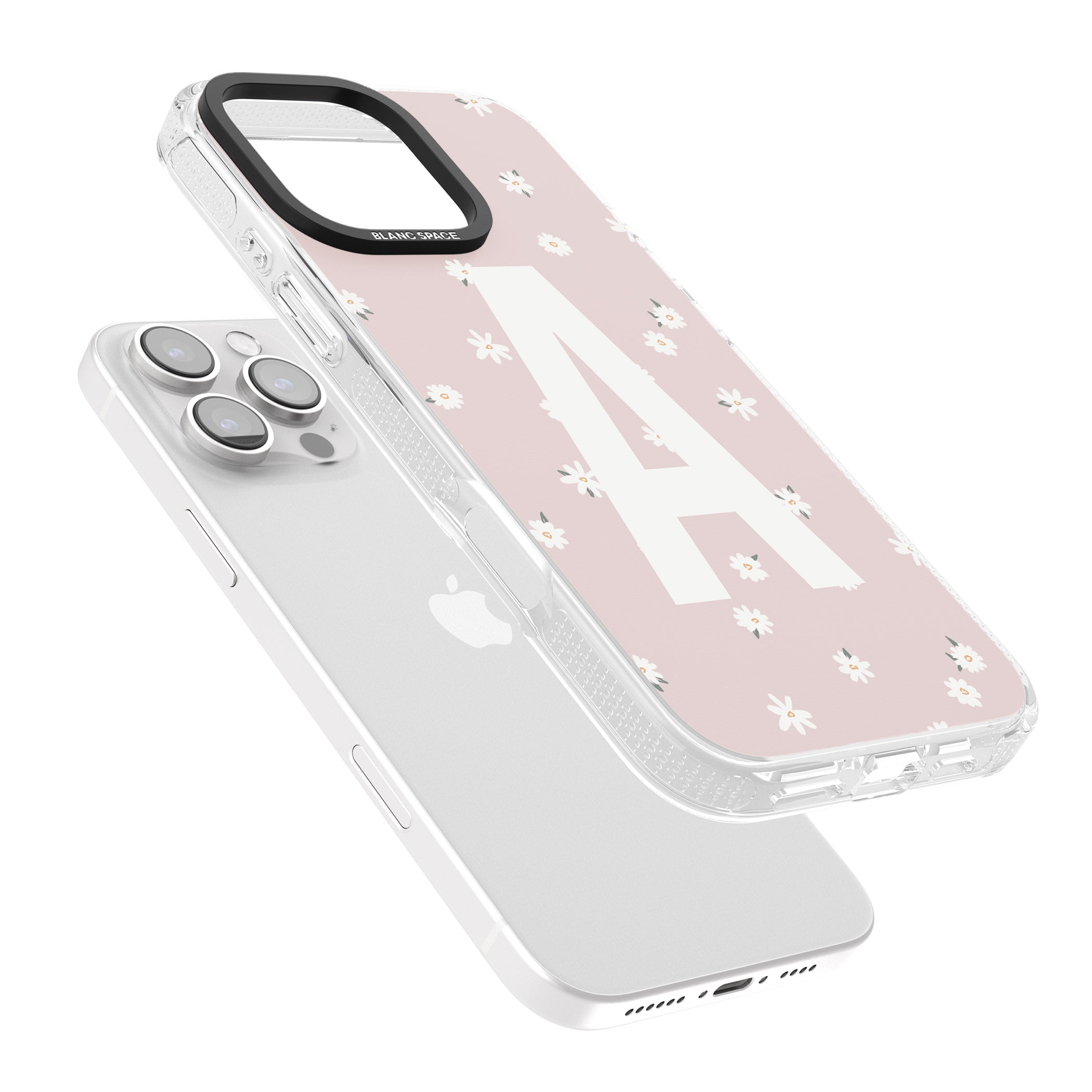 Personalised Pink Daisy Personalised iPhone 16 Pro Max / 16 Pro Clear Case Impact Air - Blanc Space